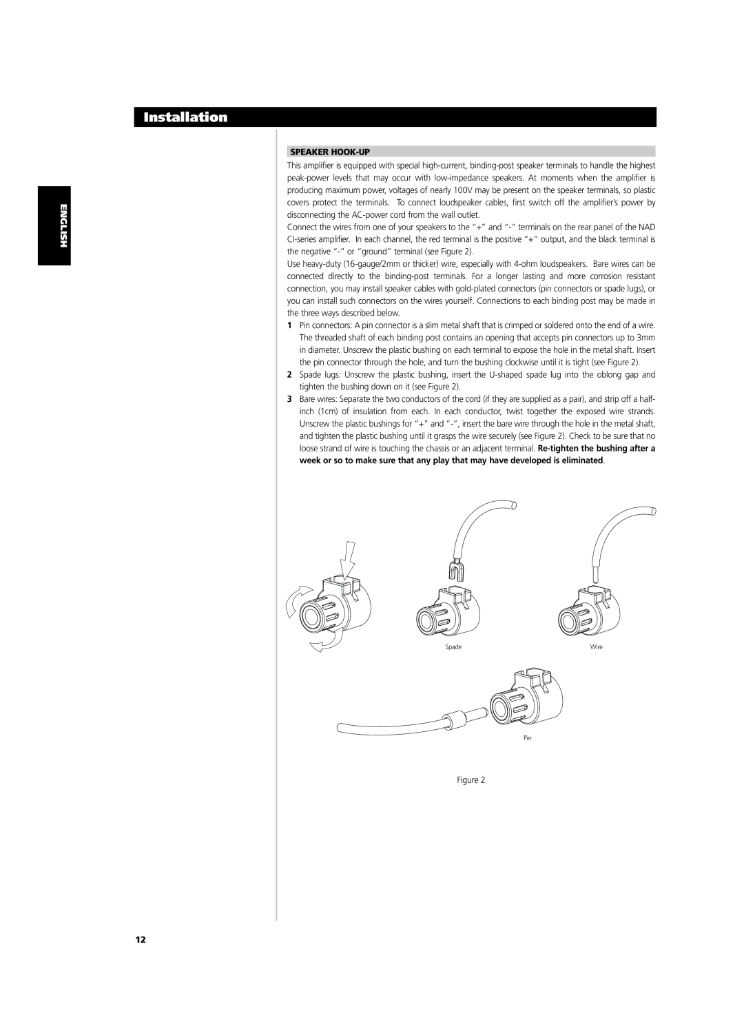 NAD CI9120, CI9060 owner manual Speaker HOOK-UP 