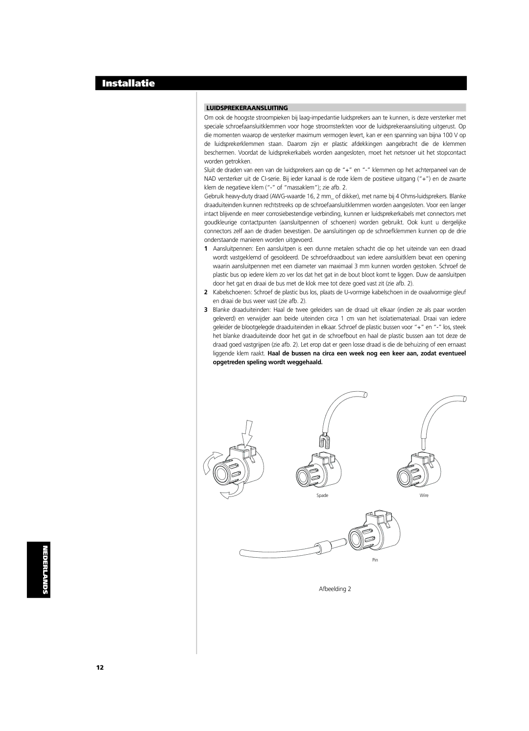 NAD CI9120, CI9060 owner manual Luidsprekeraansluiting 