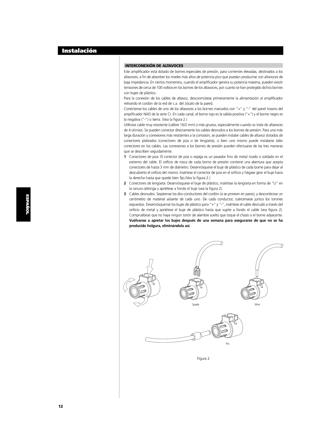 NAD CI9120, CI9060 owner manual Interconexión DE Altavoces 