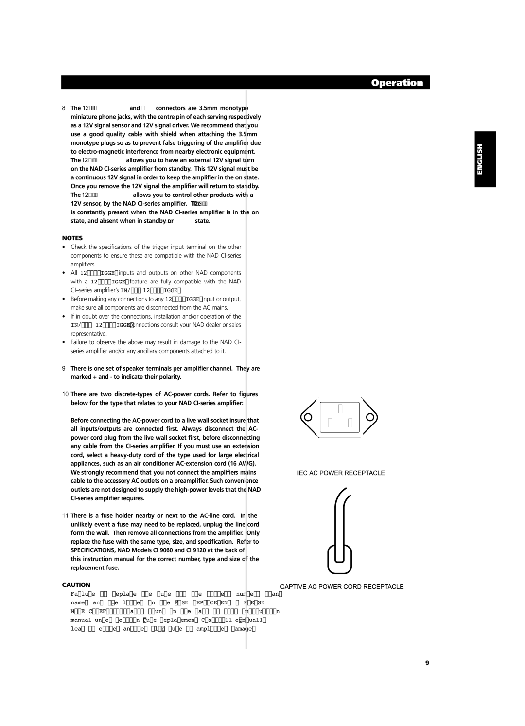 NAD CI9060, CI9120 owner manual Operation 