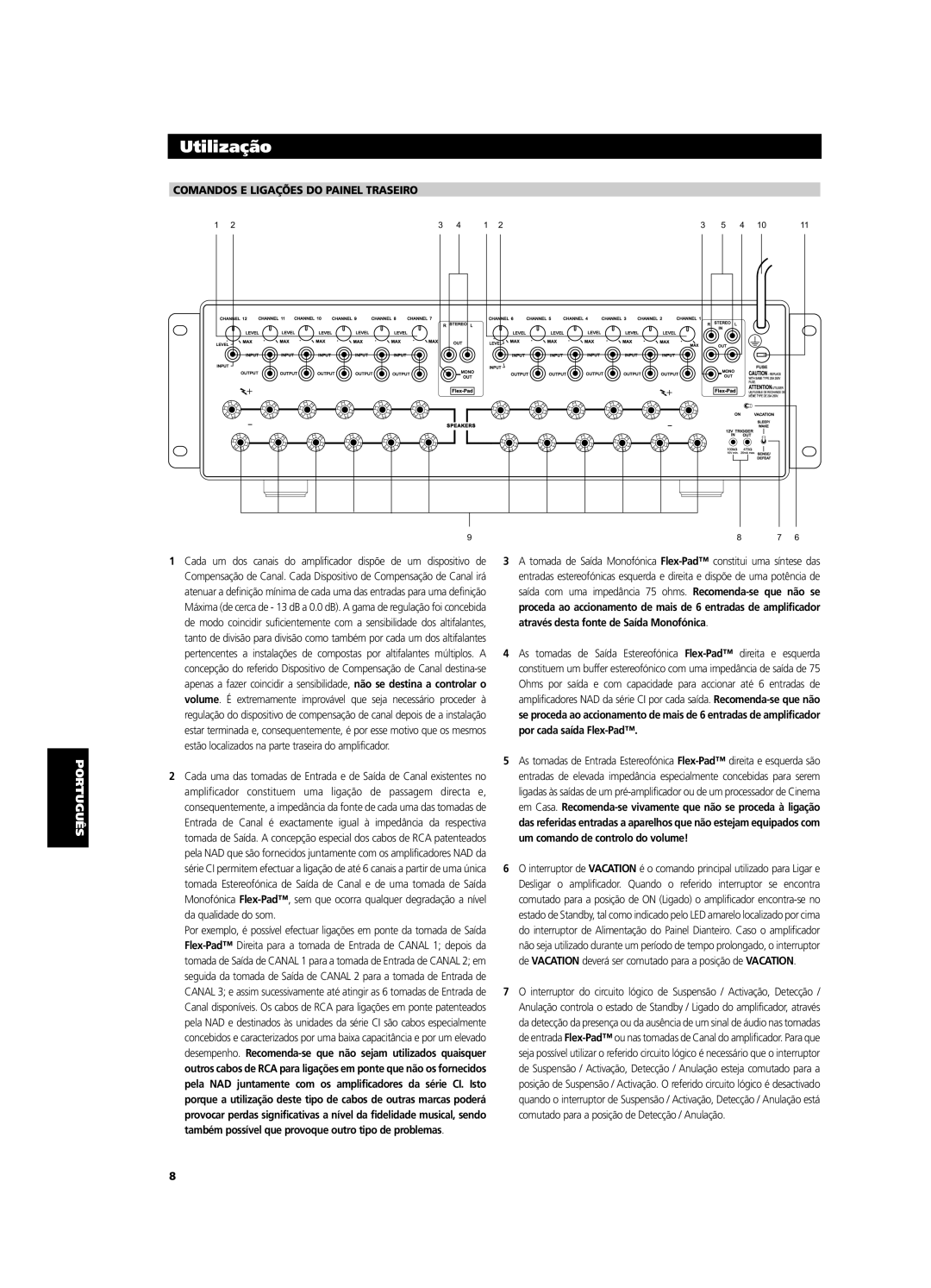 NAD CI9120, CI9060 owner manual Comandos E Ligações do Painel Traseiro, Nederlands Español Português Svenska 