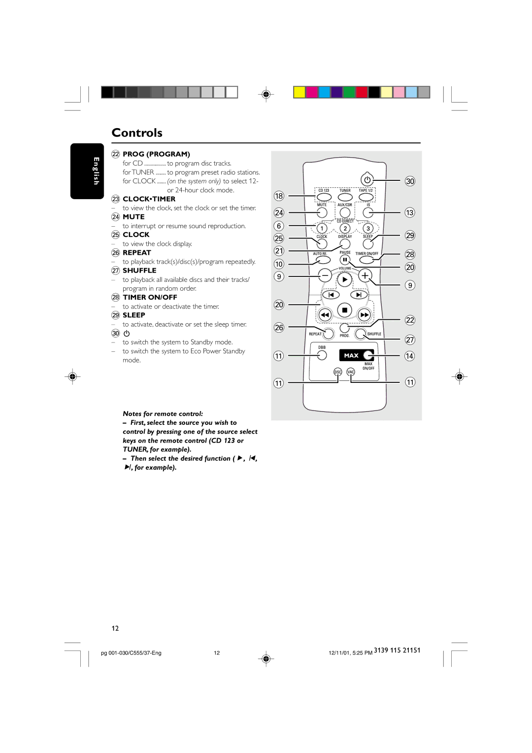 NAD FWC555 warranty Controls 