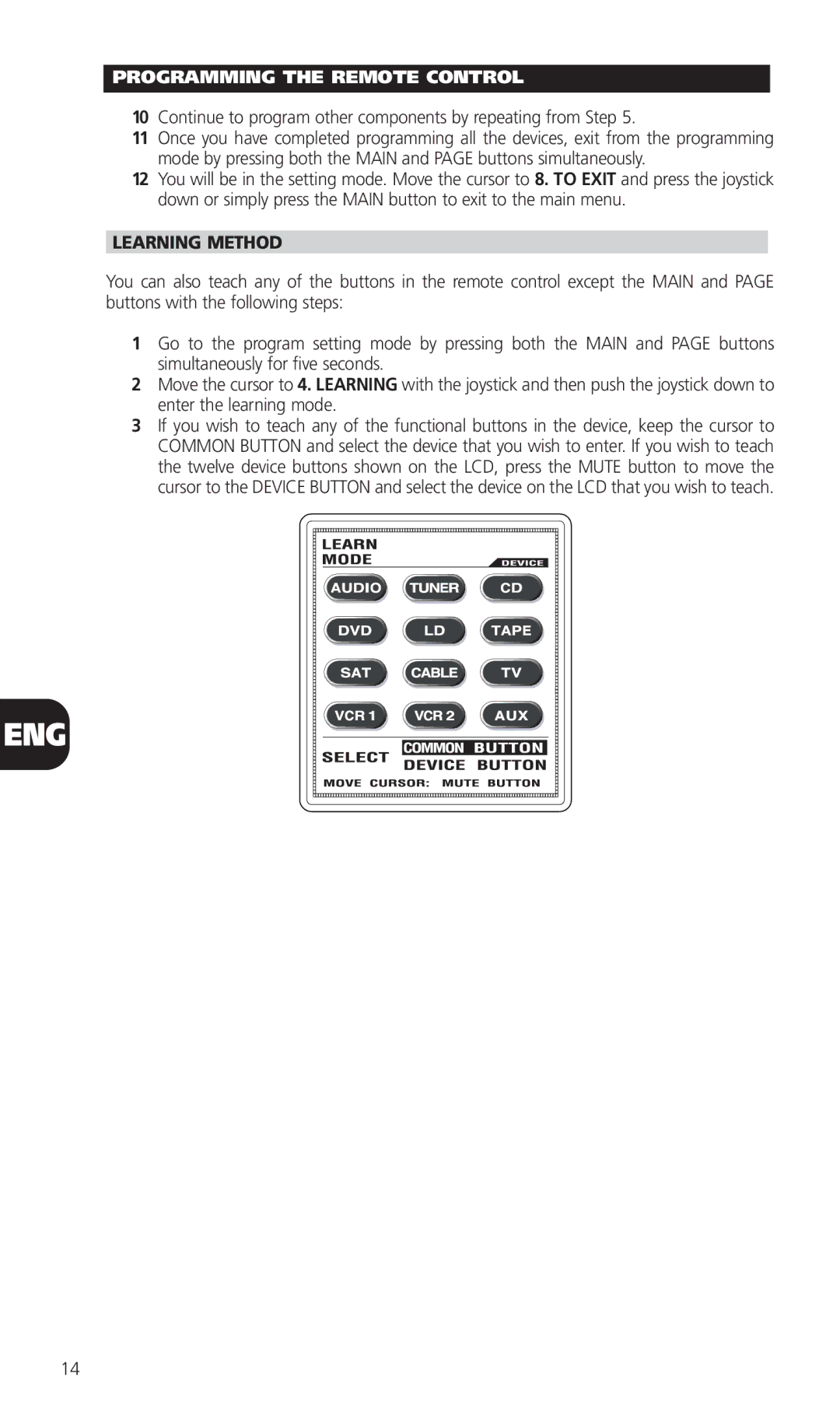 NAD HTR-5 manual Continue to program other components by repeating from Step, Learning Method 