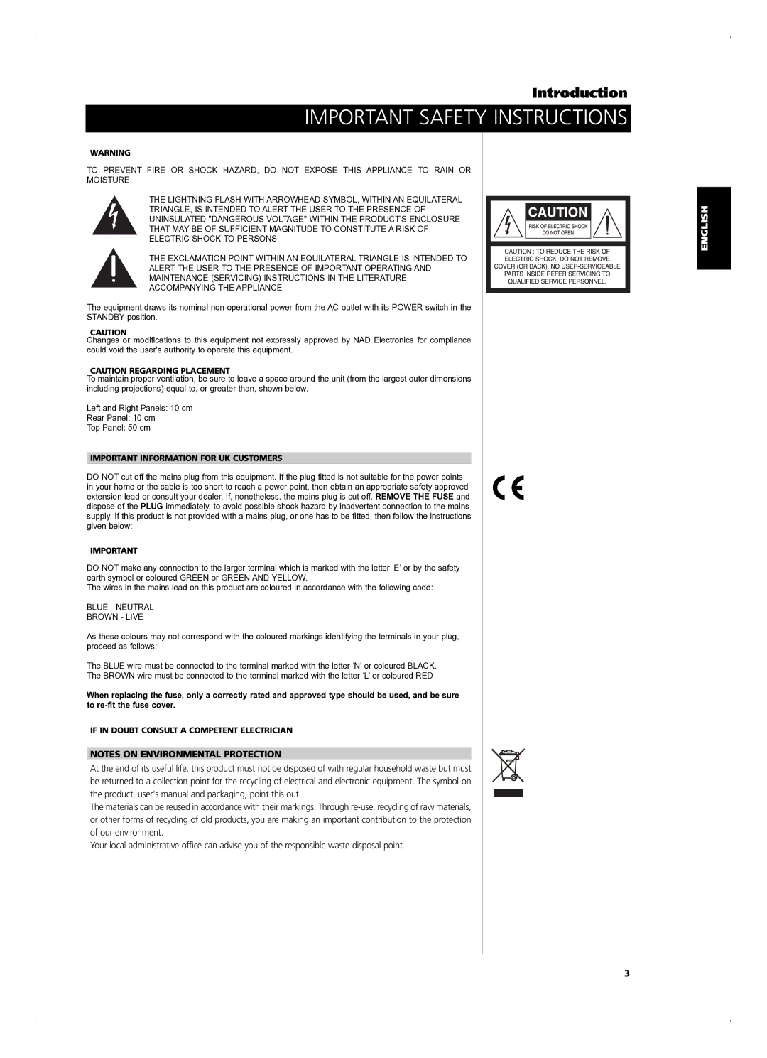 NAD L 53 owner manual If in Doubt Consult a Competent Electrician 