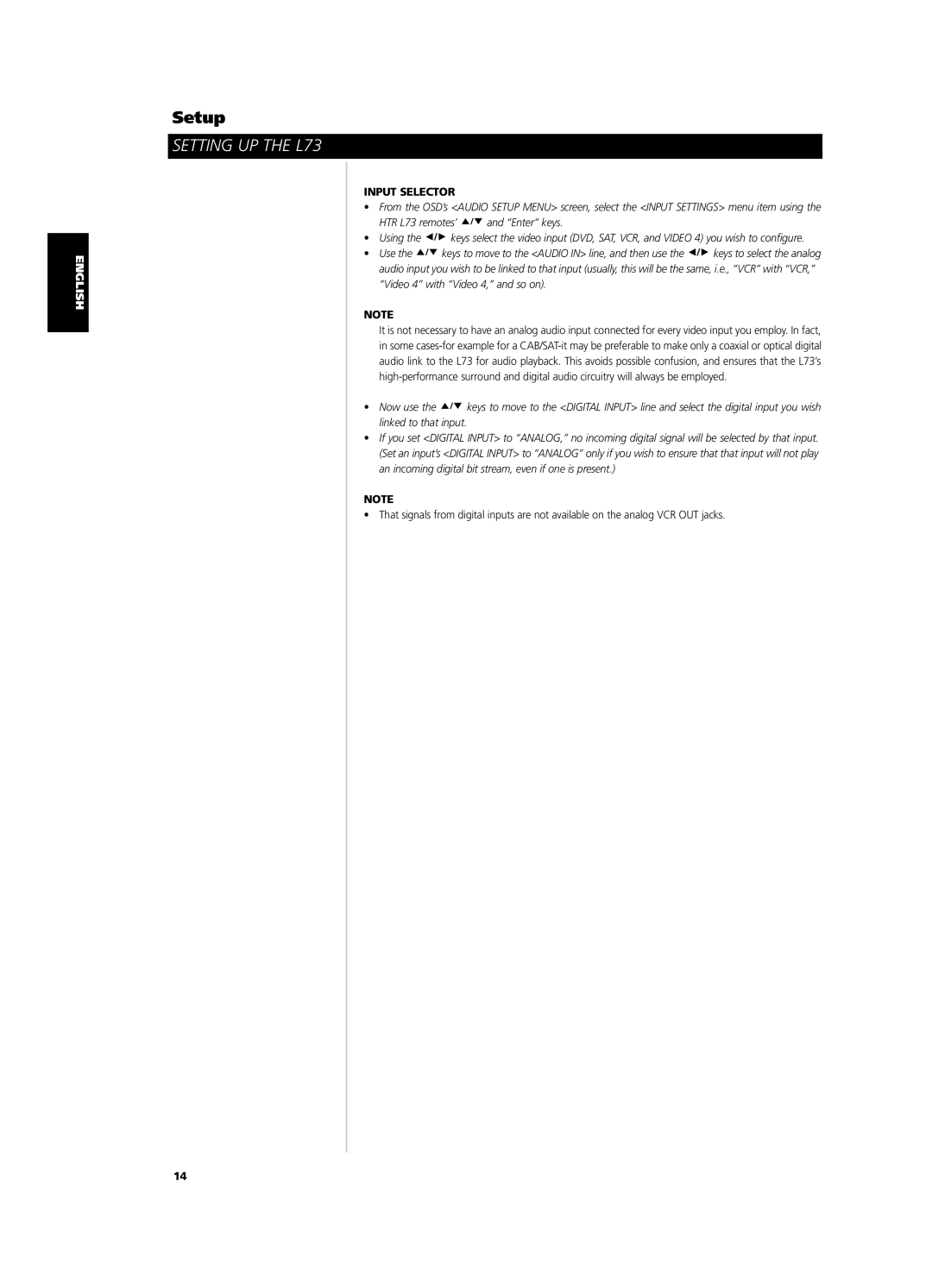 NAD L 73 owner manual Input Selector 