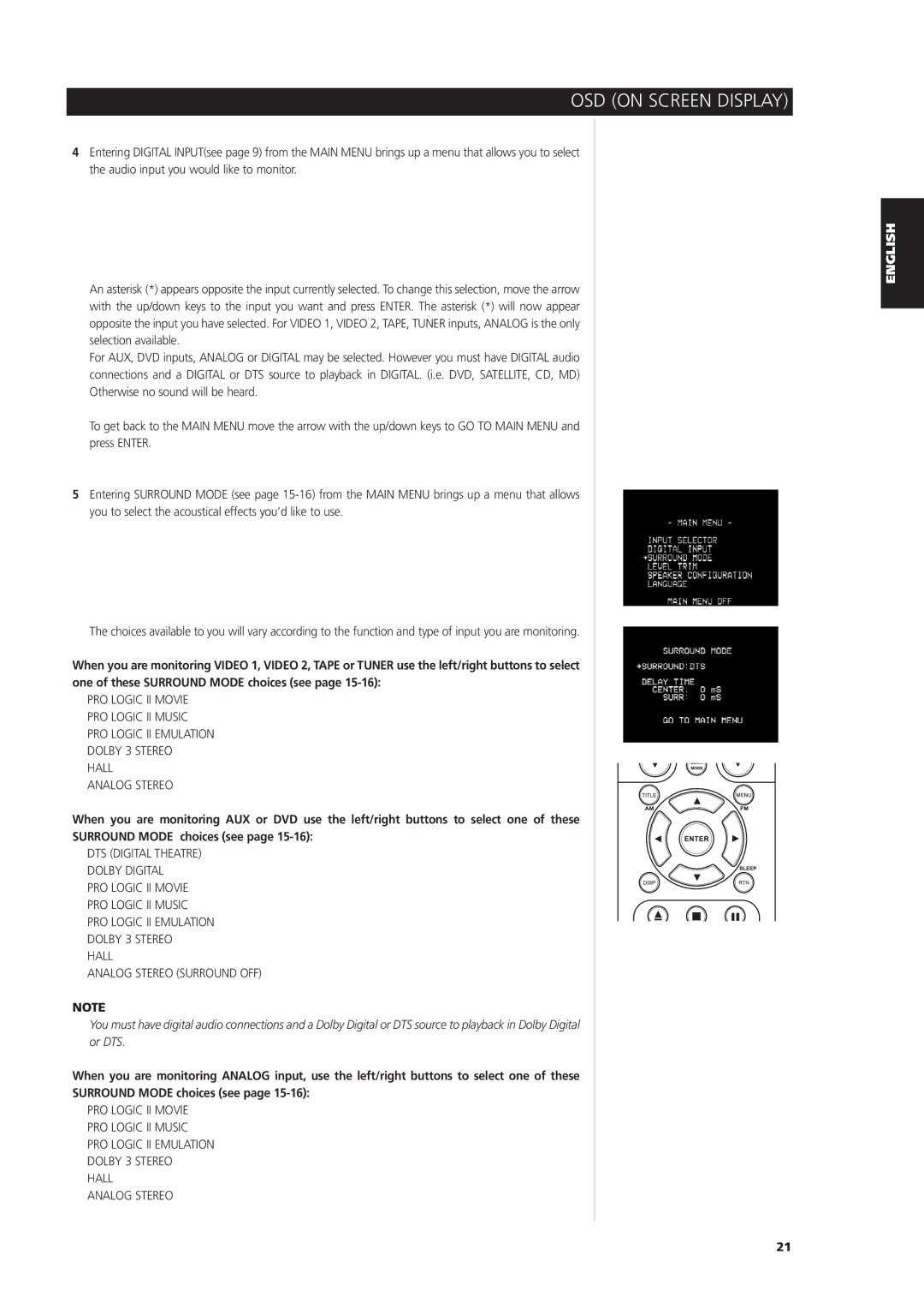 NAD L 76 owner manual OSD on Screen Display 