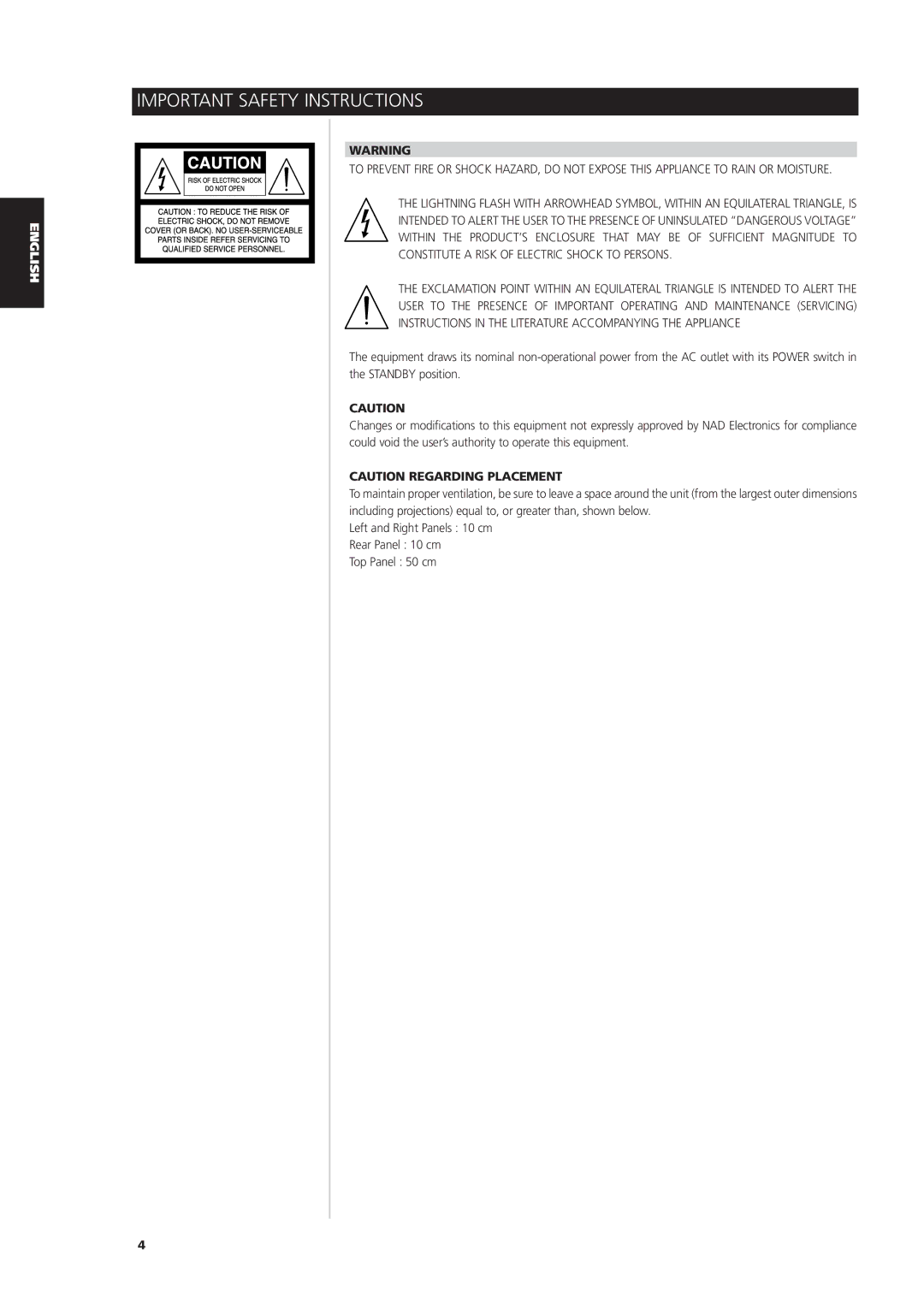 NAD L 76 owner manual Important Safety Instructions 