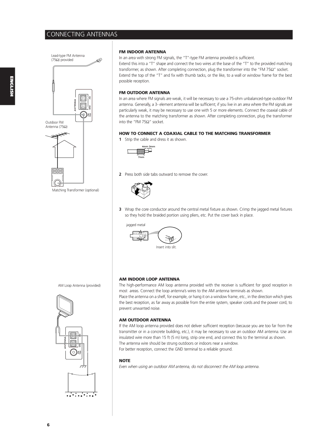 NAD L 76 owner manual Connecting Antennas 