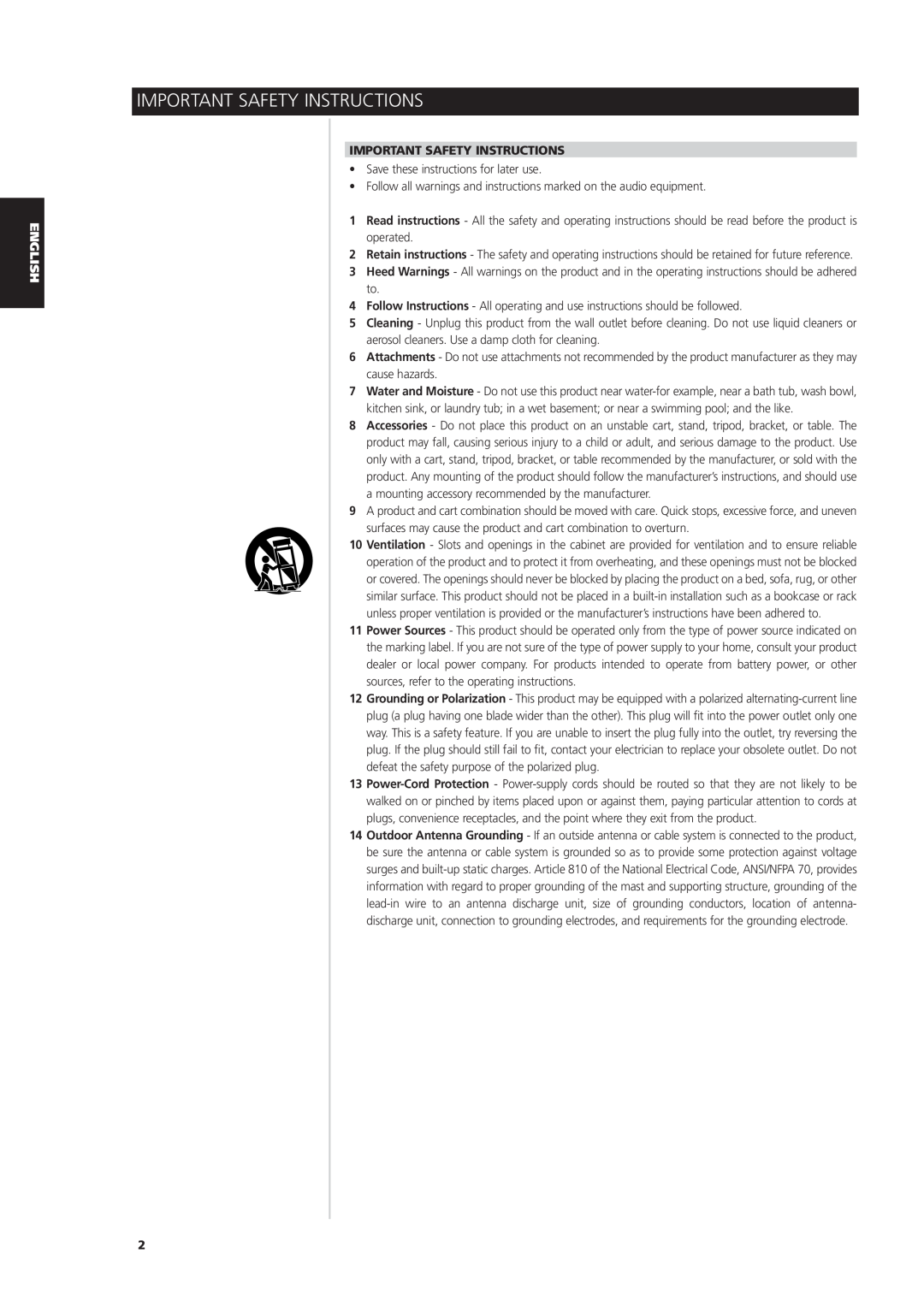 NAD L 76 owner manual Important Safety Instructions 