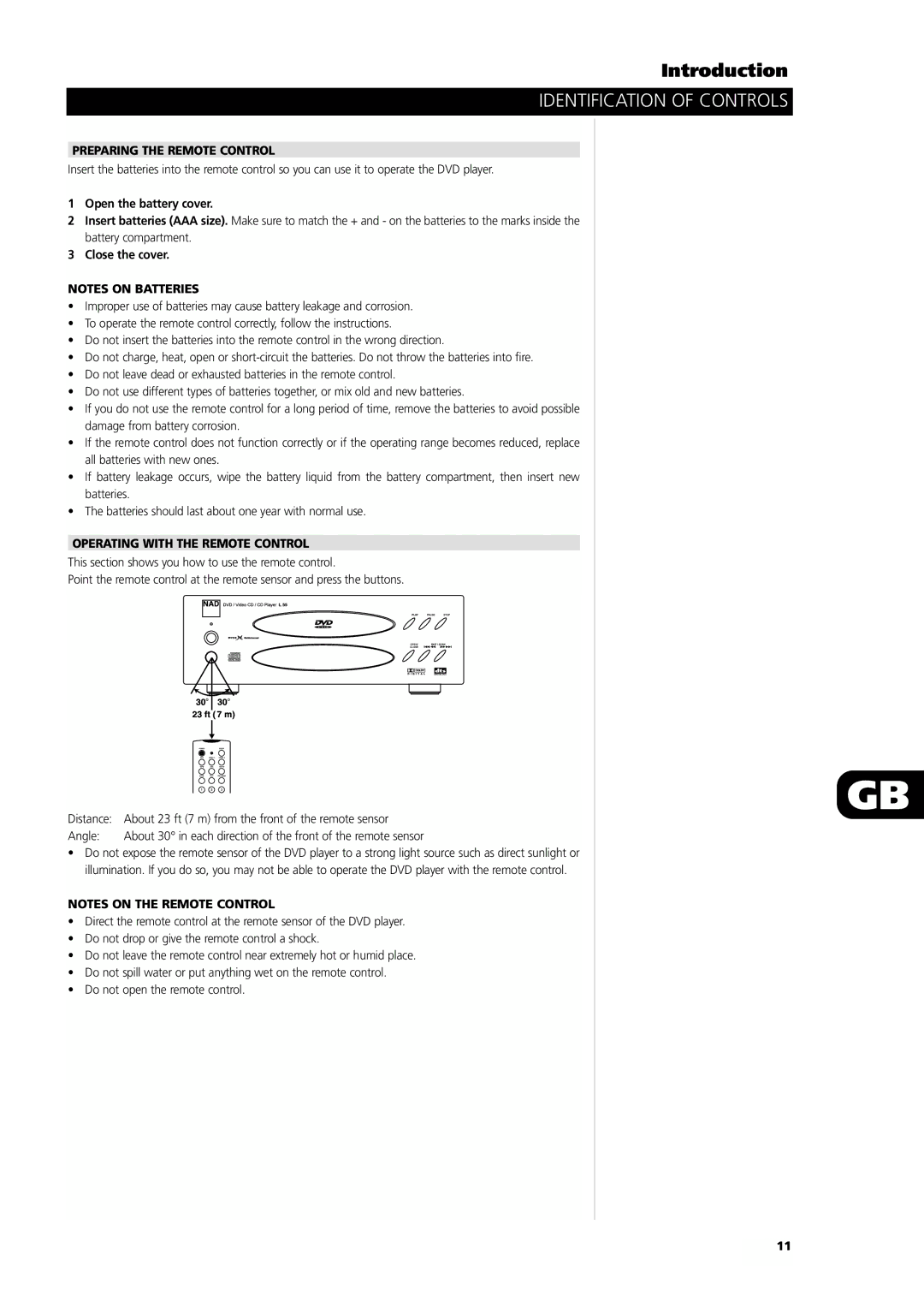 NAD L55 Preparing the Remote Control, Open the battery cover, Close the cover, Operating with the Remote Control 