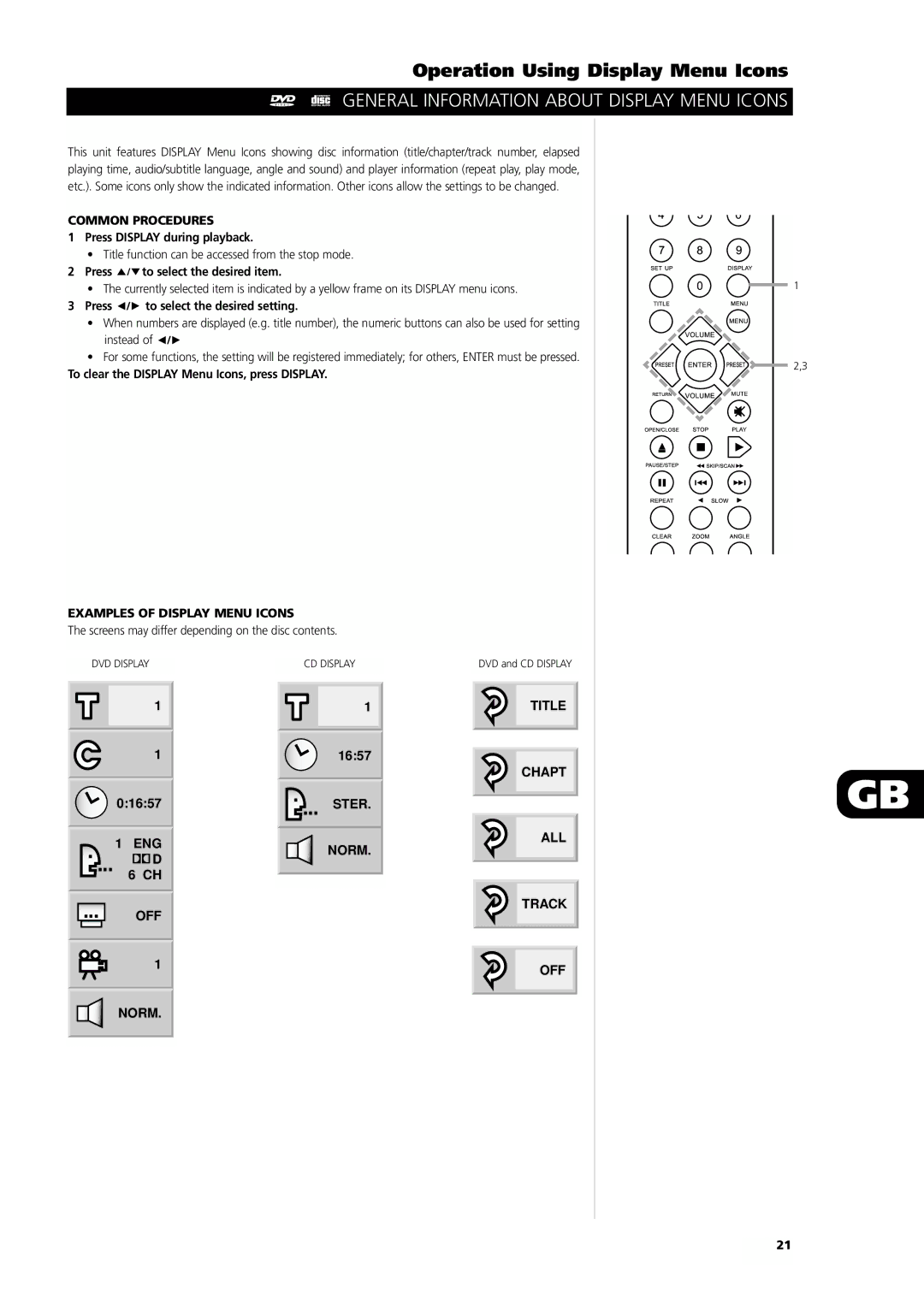 NAD L55 owner manual Operation Using Display Menu Icons, General Information about Display Menu Icons, Common Procedures 