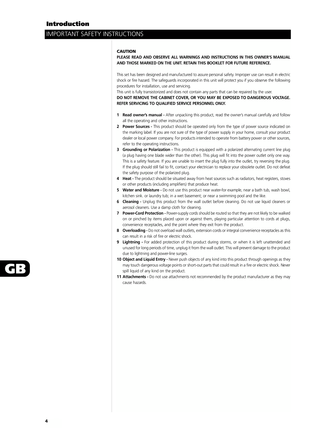 NAD L55 owner manual Important Safety Instructions 