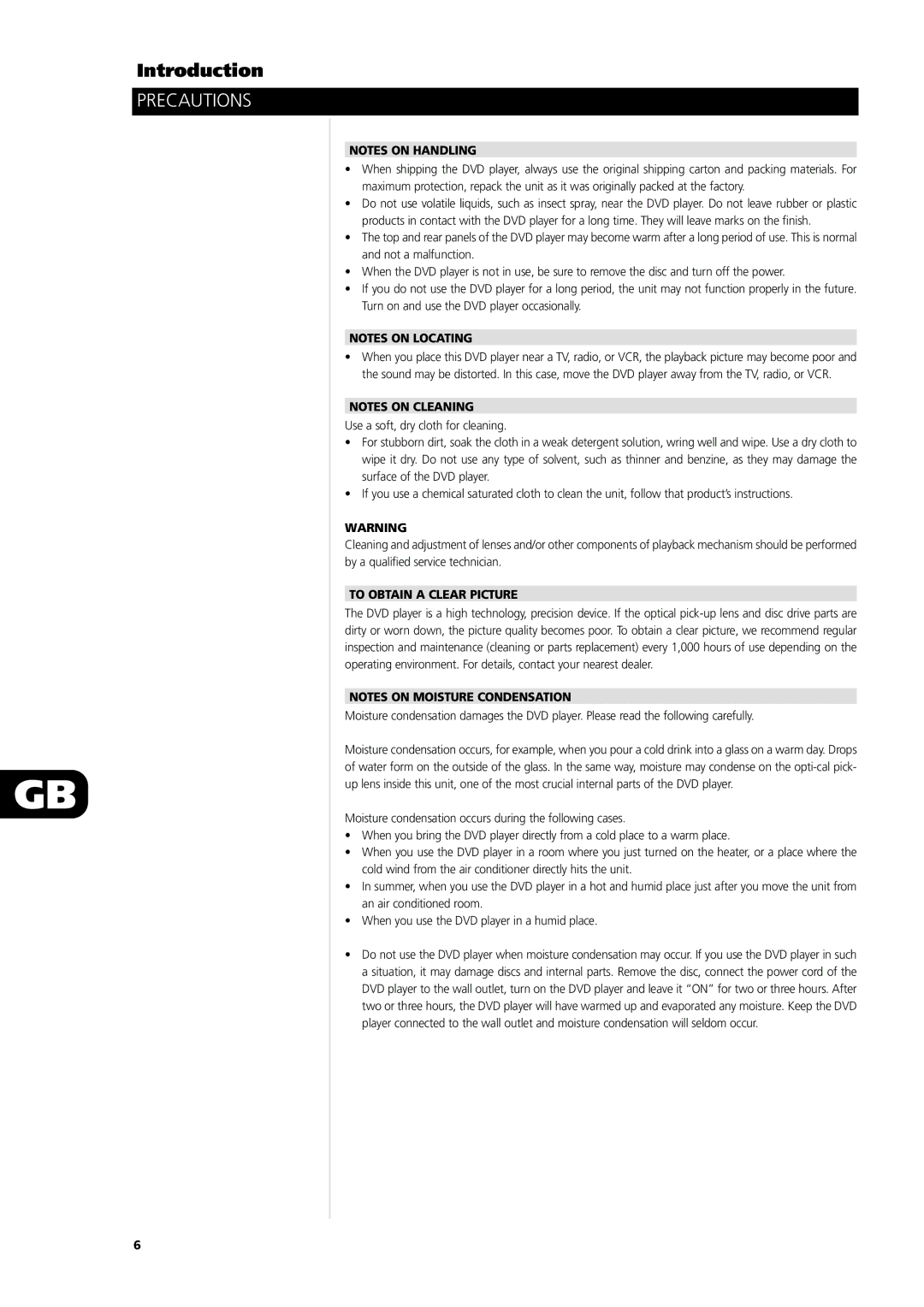 NAD L55 owner manual Precautions, To Obtain a Clear Picture 