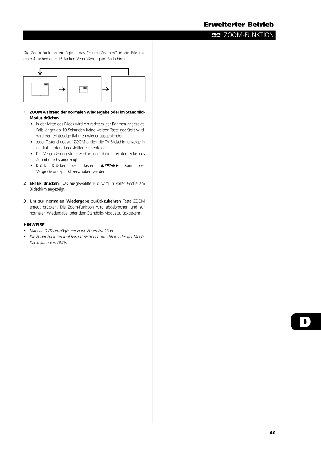 NAD L56 owner manual Zoom-Funktion 