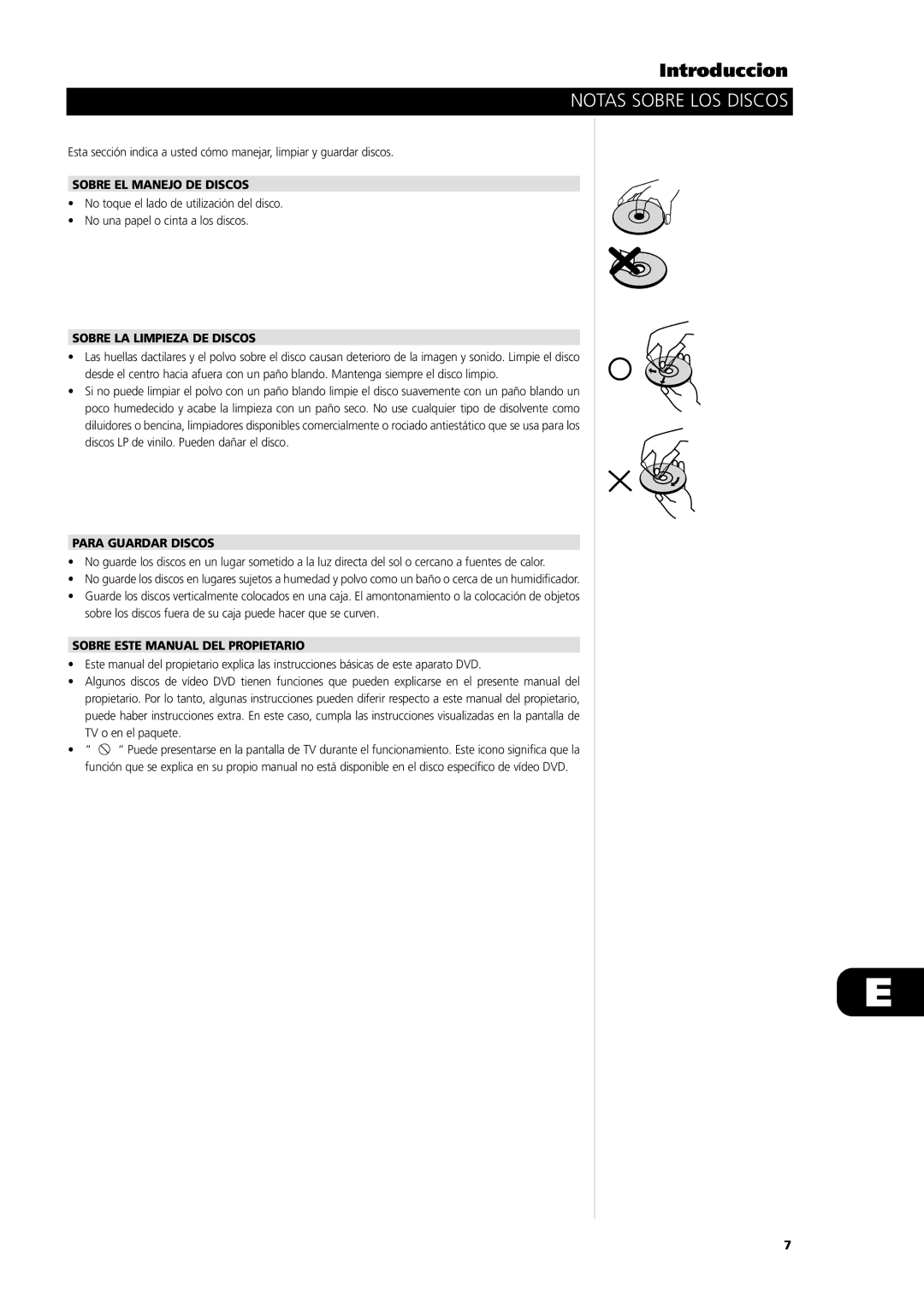 NAD L56 owner manual Notas Sobre LOS Discos, Sobre EL Manejo DE Discos, Sobre LA Limpieza DE Discos, Para Guardar Discos 