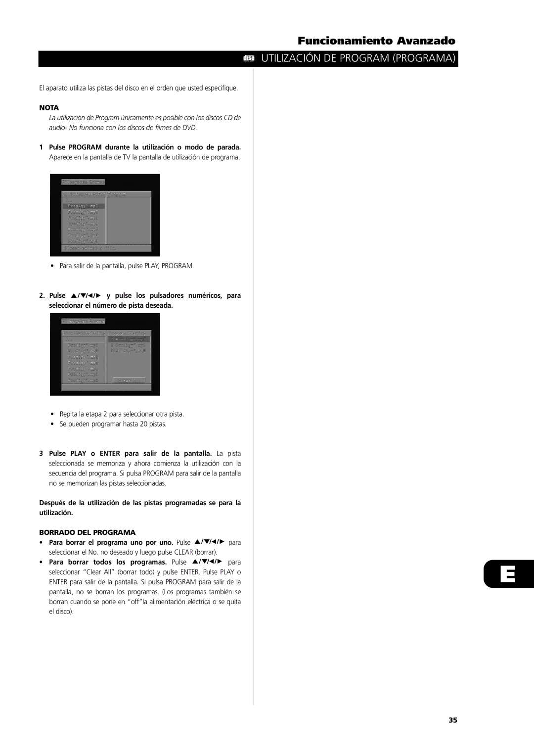 NAD L56 owner manual Utilización DE Program Programa, Borrado DEL Programa 