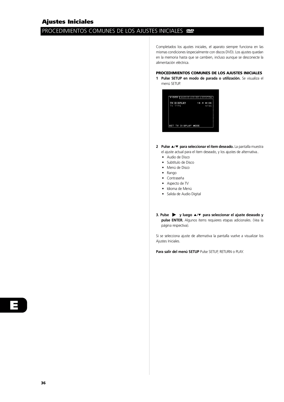 NAD L56 owner manual Procedimientos Comunes DE LOS Ajustes Iniciales 