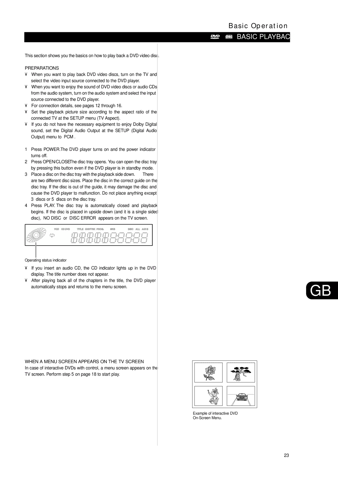 NAD L56 owner manual Basic Operation, Basic Playback, Preparations, When a Menu Screen Appears on the TV Screen 