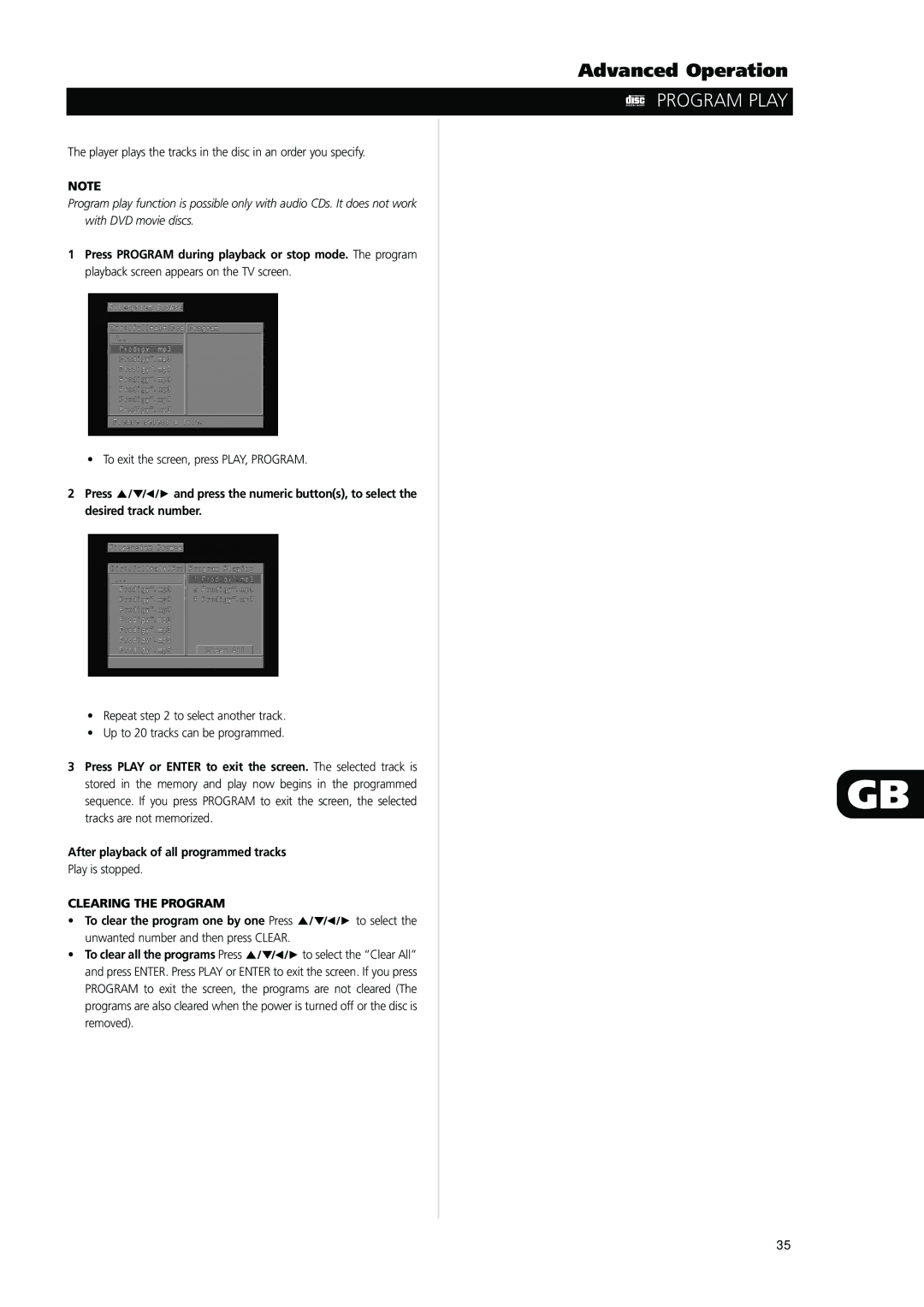 NAD L56 owner manual Program Play, Clearing the Program 