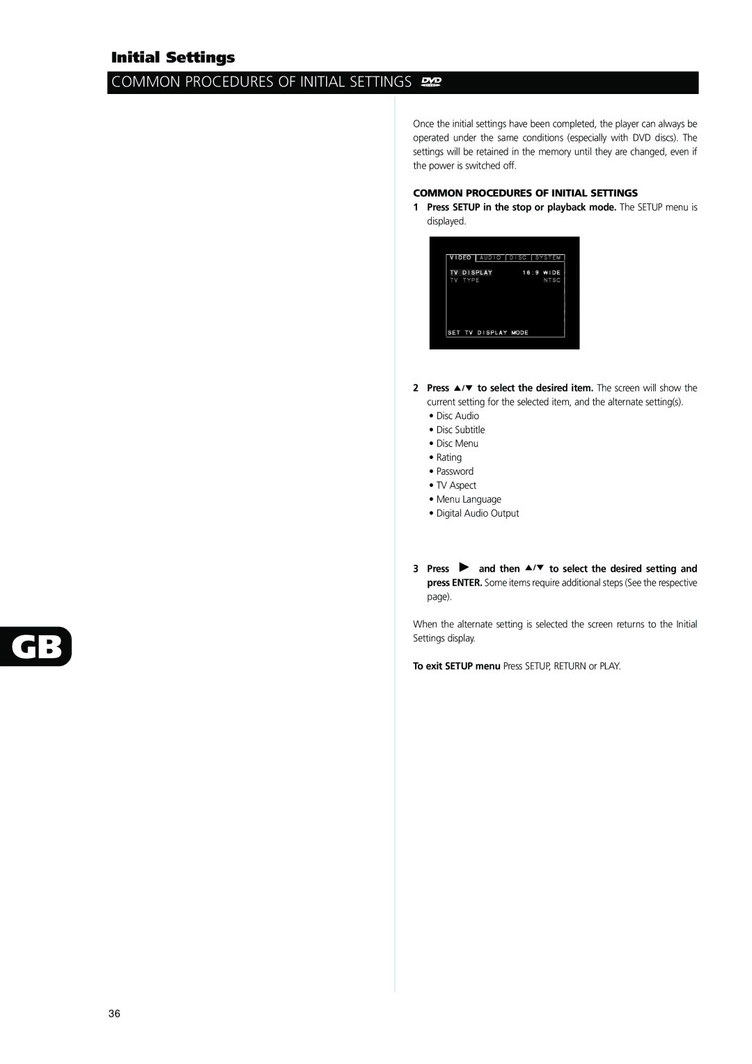 NAD L56 owner manual Common Procedures of Initial Settings 