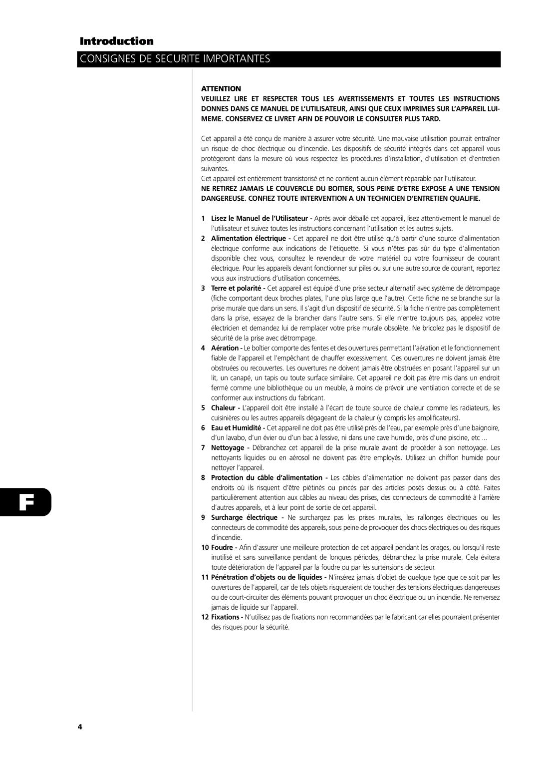 NAD L56 owner manual Consignes DE Securite Importantes 