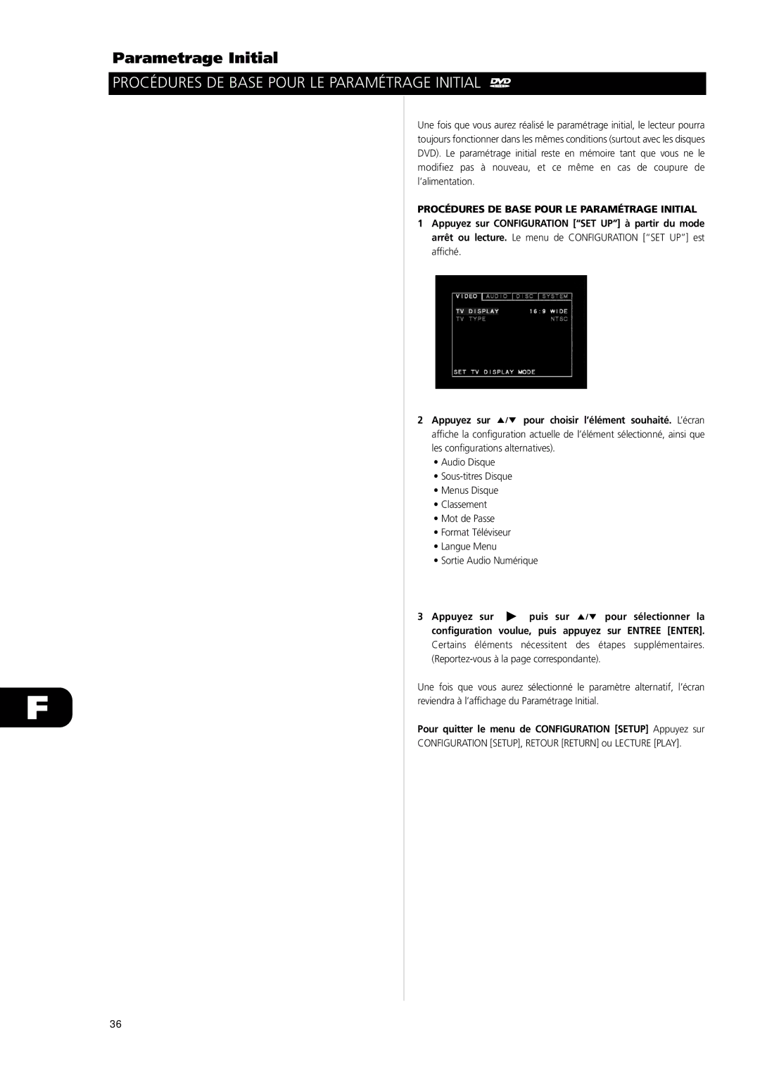 NAD L56 owner manual Parametrage Initial, Procédures DE Base Pour LE Paramétrage Initial 