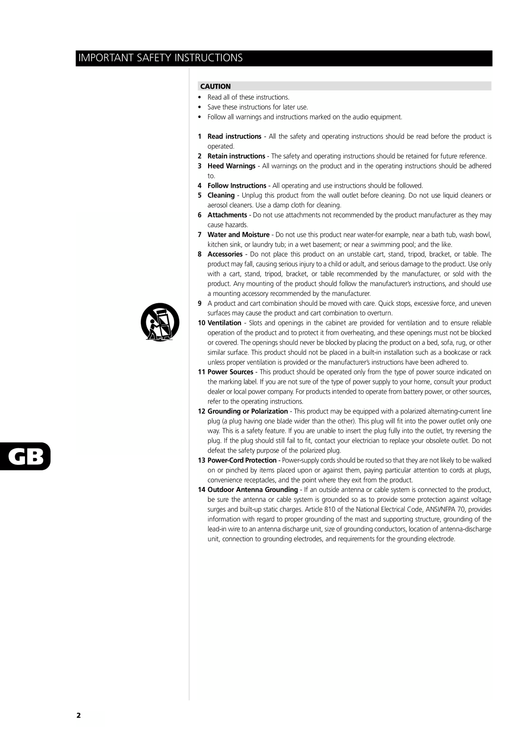 NAD L75 owner manual Important Safety Instructions 