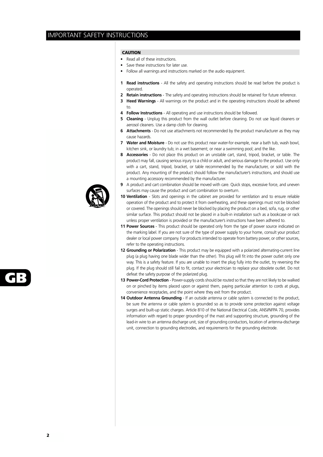 NAD L75 owner manual Important Safety Instructions 