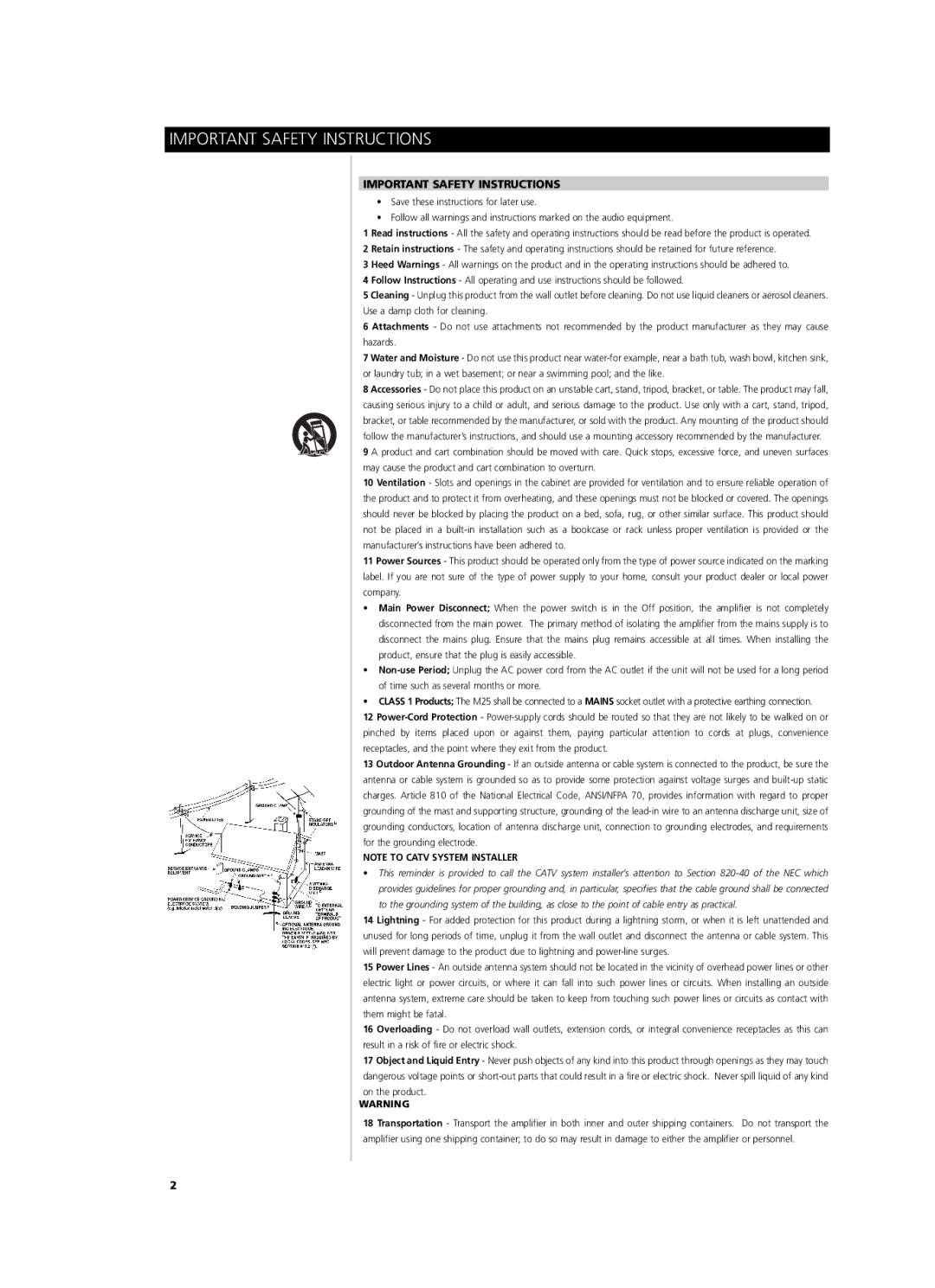 NAD M25 owner manual Important Safety Instructions 