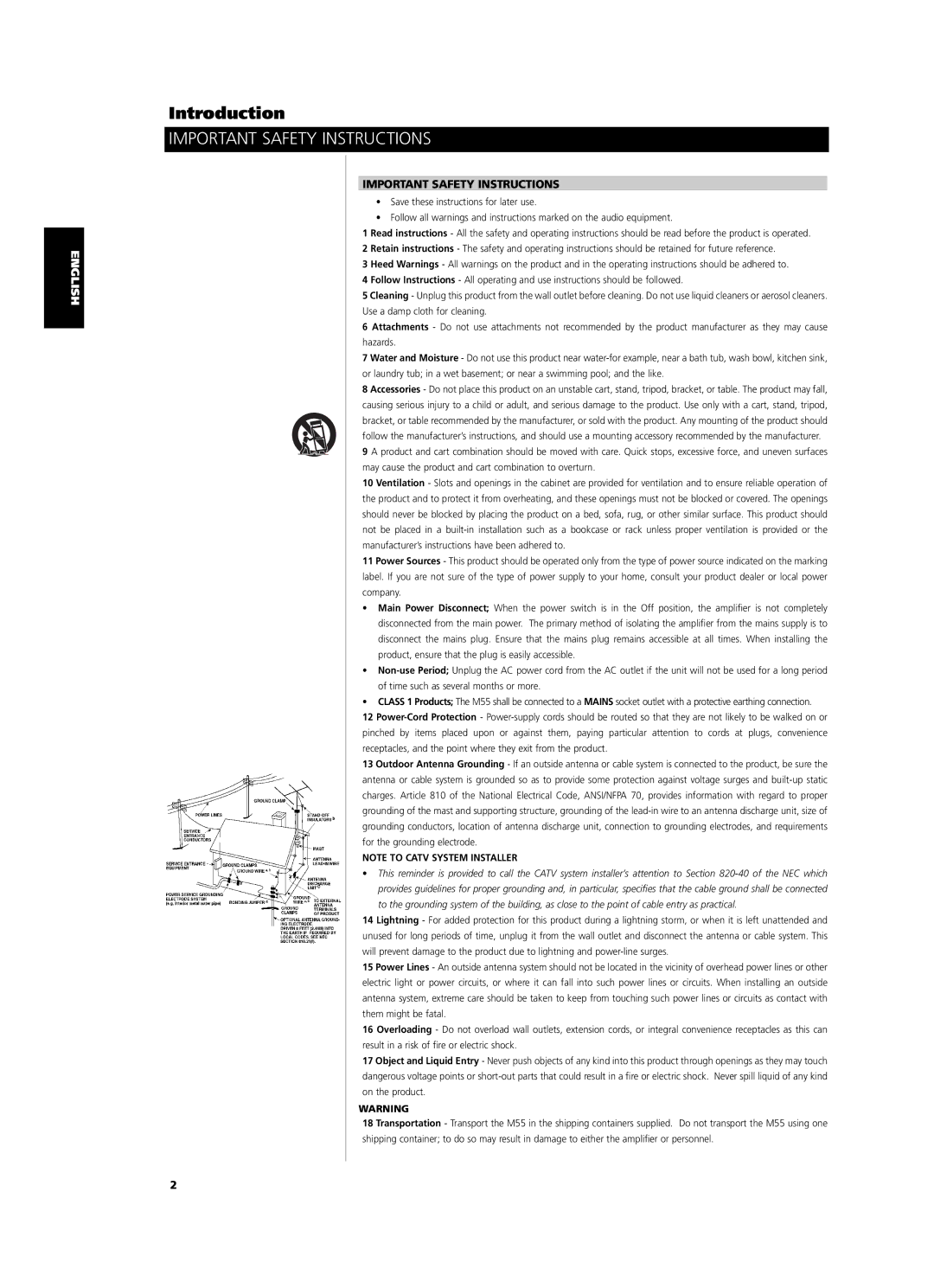 NAD M55 owner manual Important Safety Instructions 