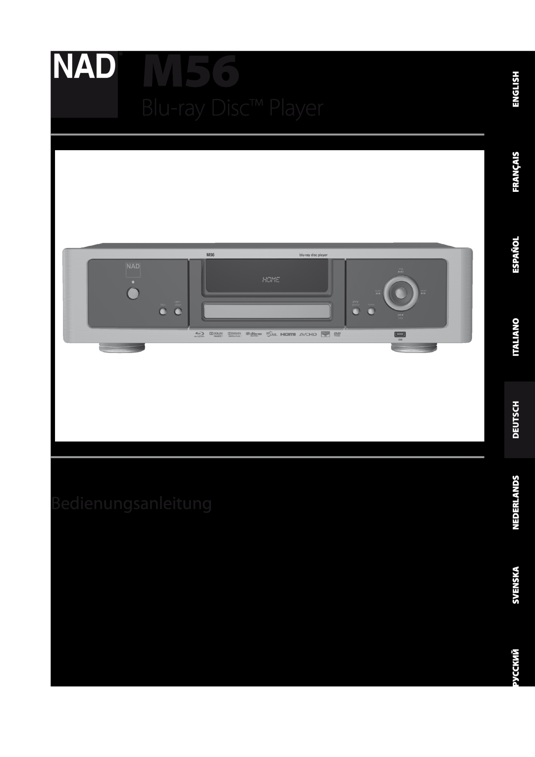 NAD M56 manual Deutsch, Blu-ray Disc Player, Bedienungsanleitung 