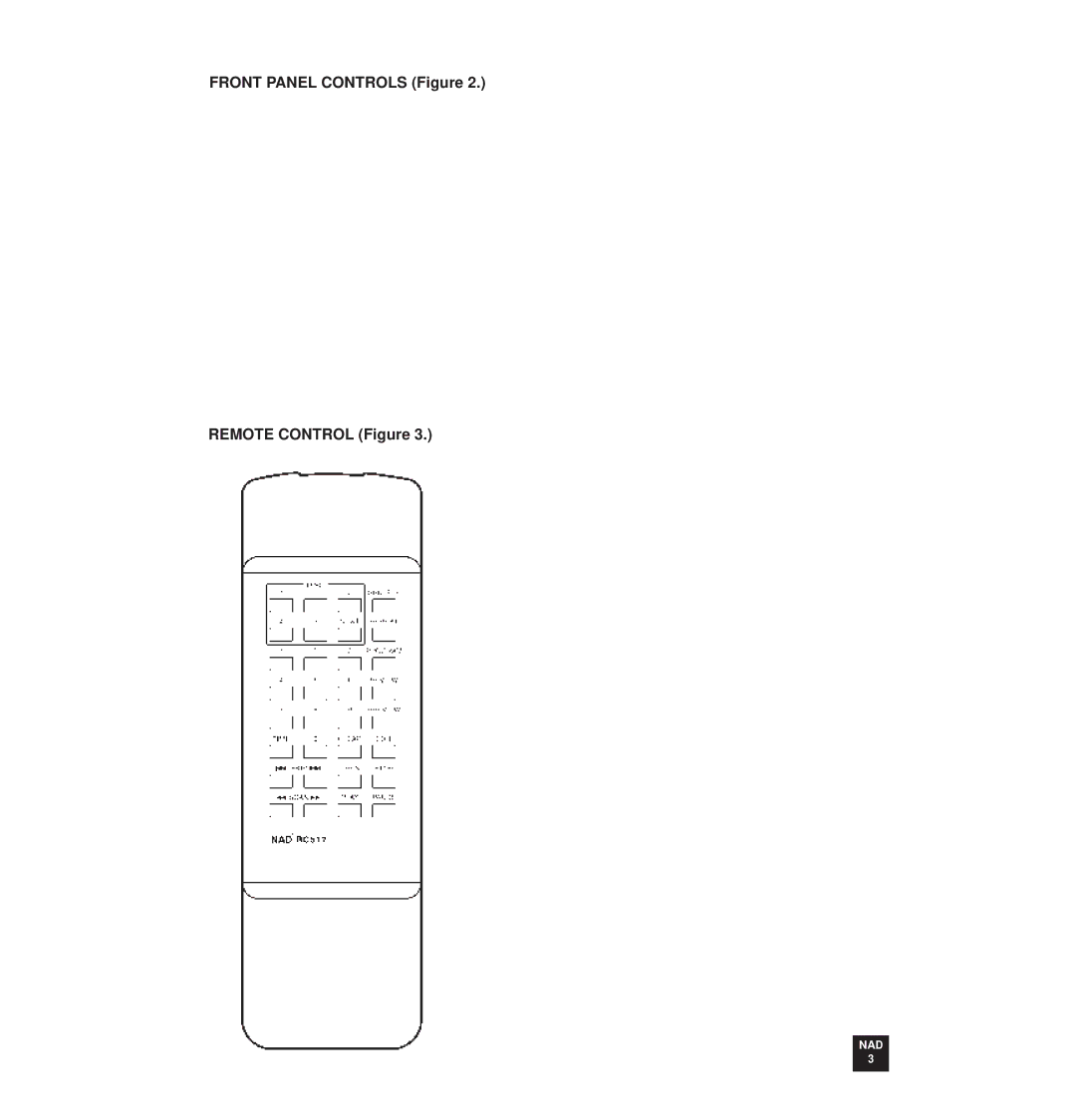 NAD NAD 517 owner manual Front Panel Controls Figure Remote Control Figure 