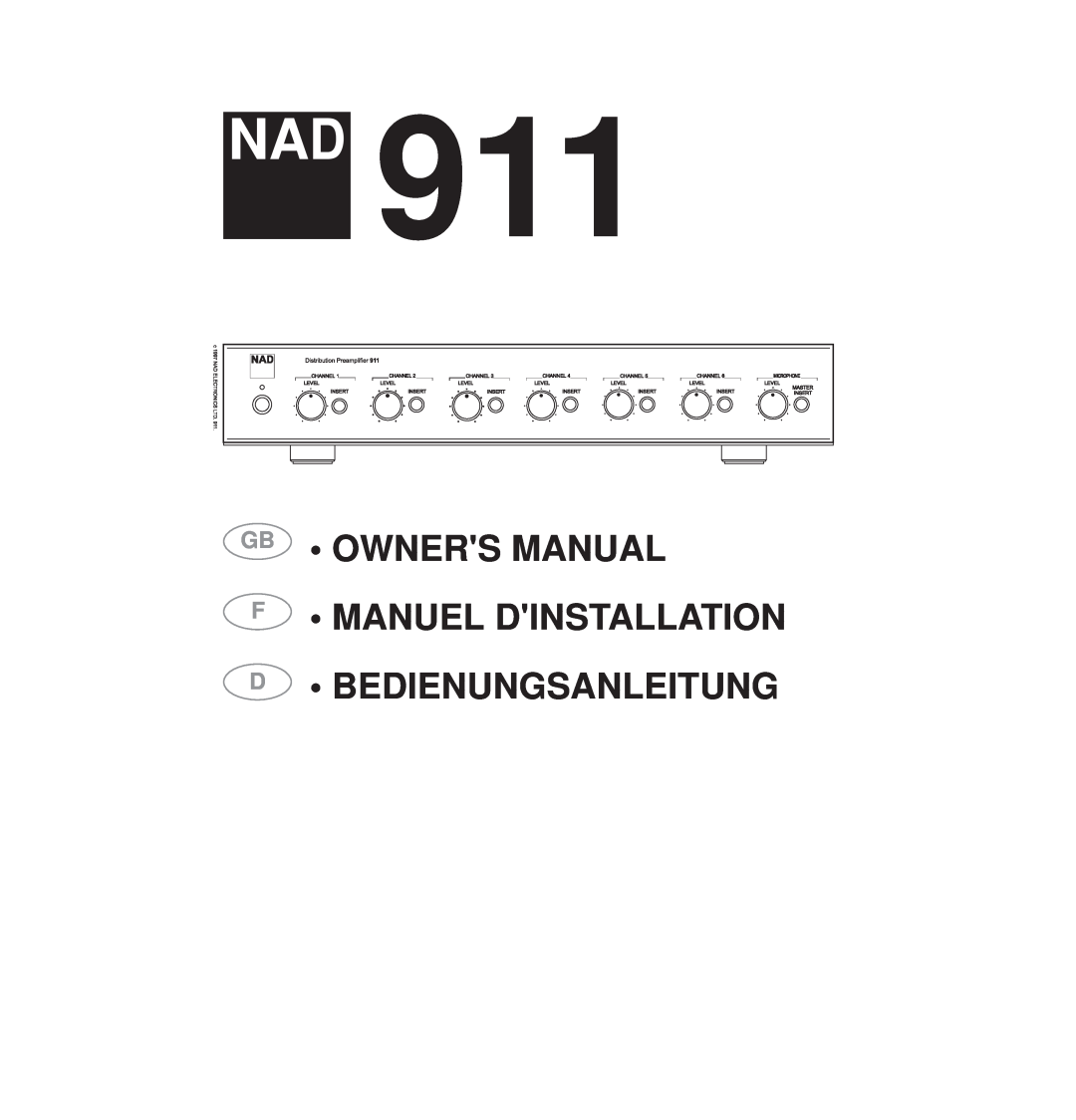 NAD NAD 911 owner manual Gb F, D Bedienungsanleitung 