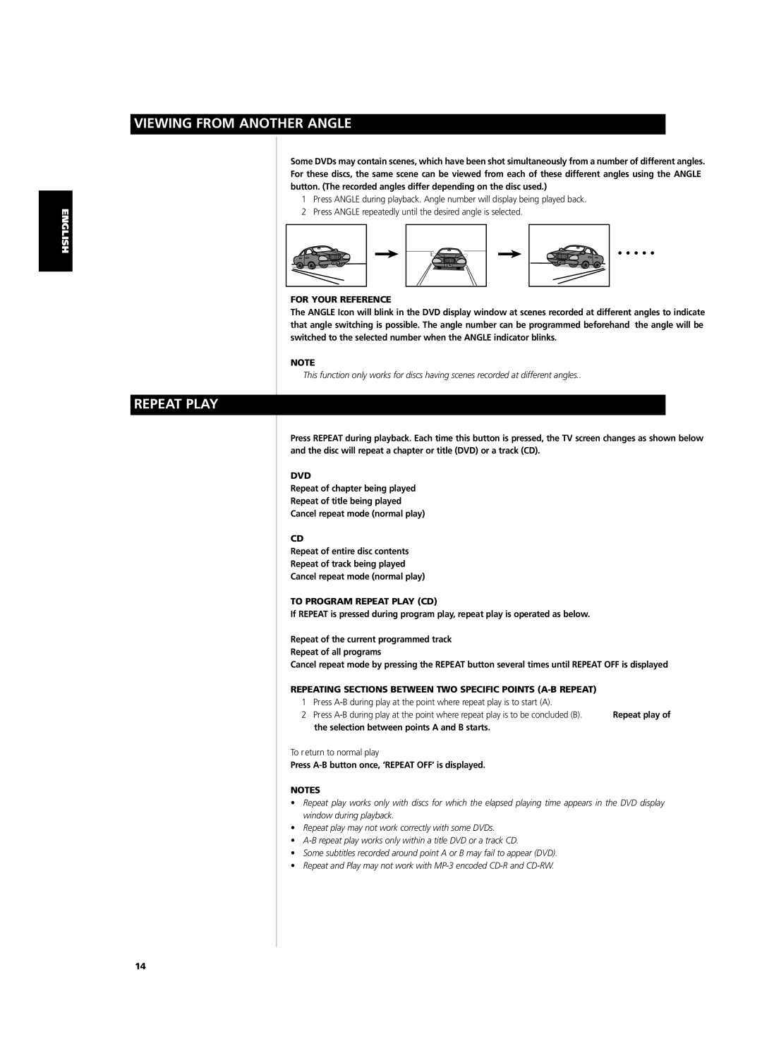 NAD S 570 owner manual Viewing from Another Angle, For Your Reference, Dvd, To Program Repeat Play CD 