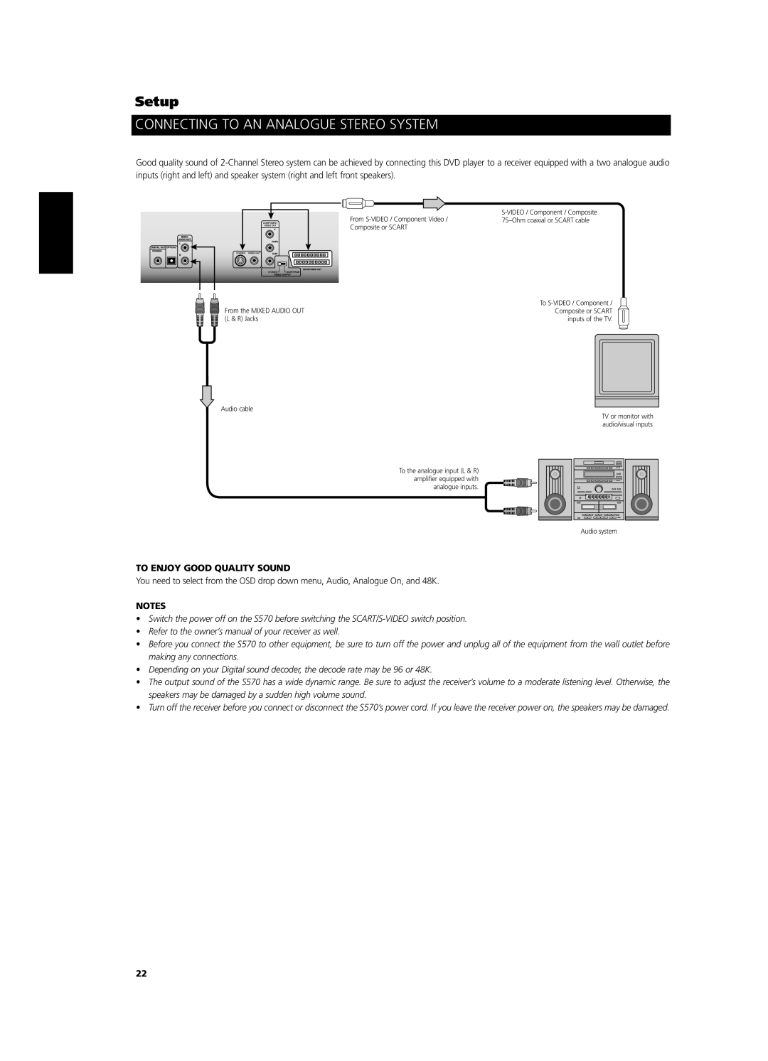 NAD S 570 owner manual Connecting to AN Analogue Stereo System, To Enjoy Good Quality Sound 