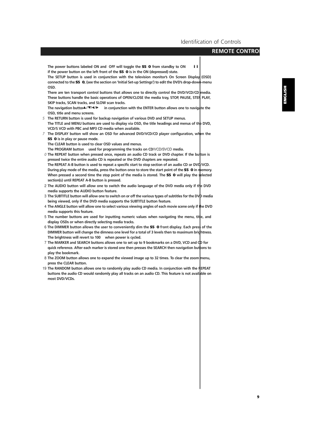 NAD S 570 owner manual Identification of Controls 