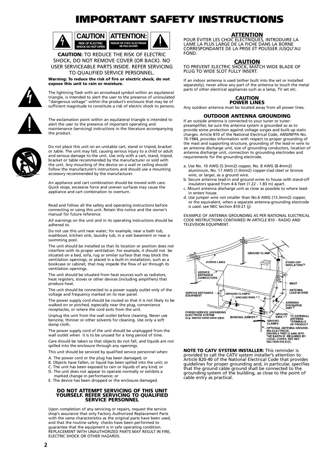 NAD S500 owner manual Important Safety Instructions 