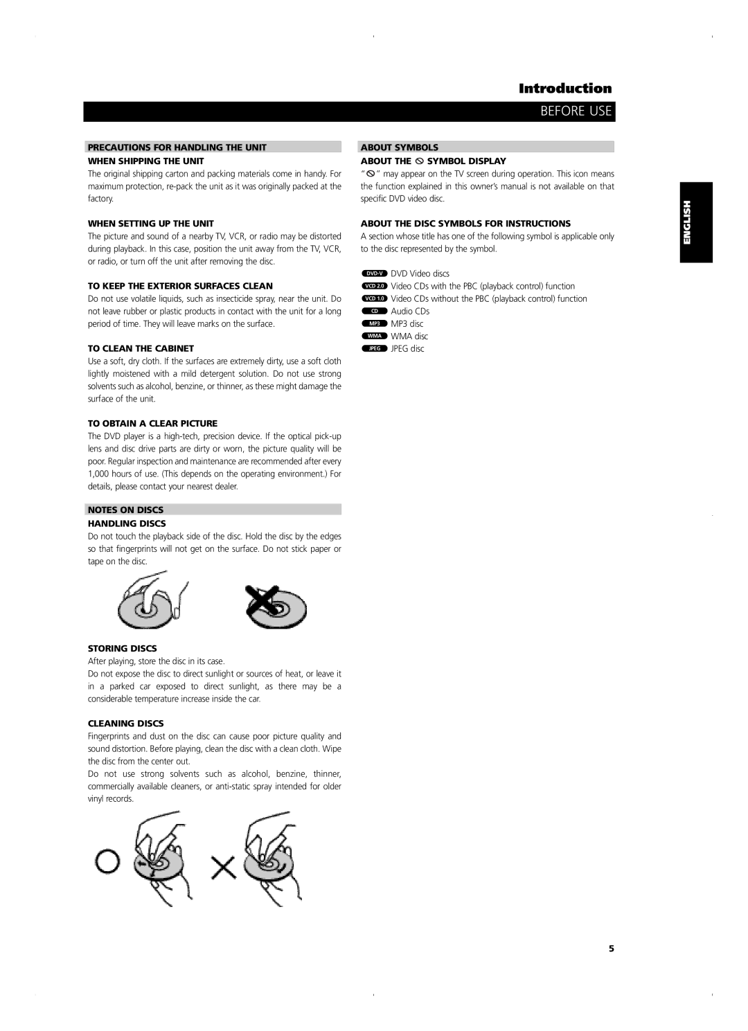 NAD T 514DVD Precautions for Handling the Unit When Shipping the Unit, When Setting UP the Unit, To Clean the Cabinet 