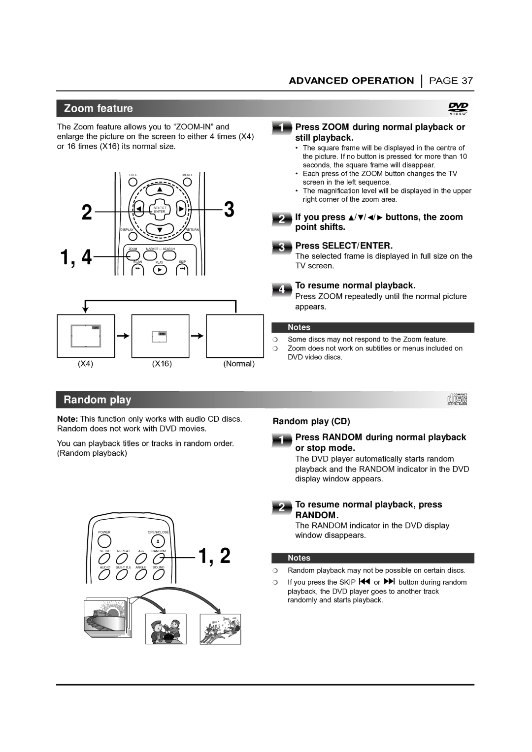 NAD T 531 owner manual Zoom feature, Random play 