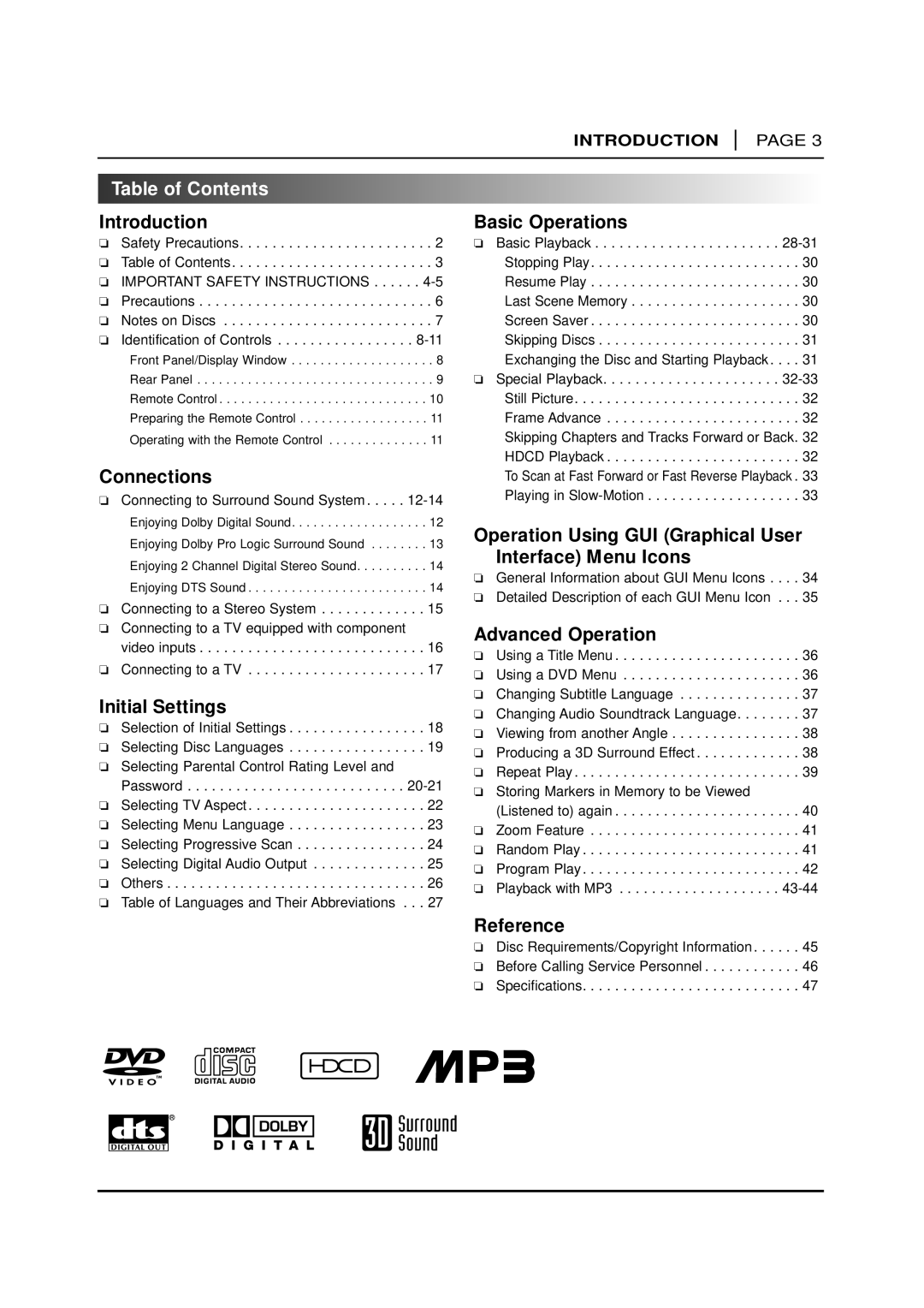 NAD T 571 owner manual Table of Contents 