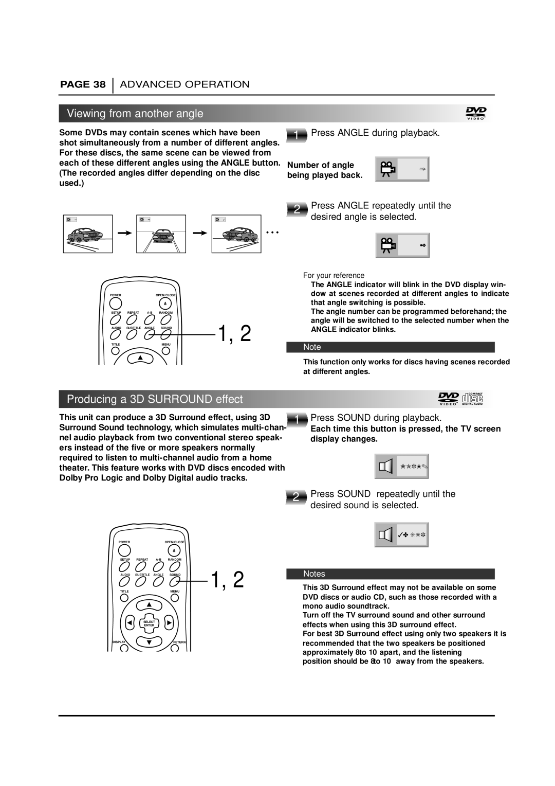 NAD T 571 owner manual Viewing from another angle, Producing a 3D Surround effect 