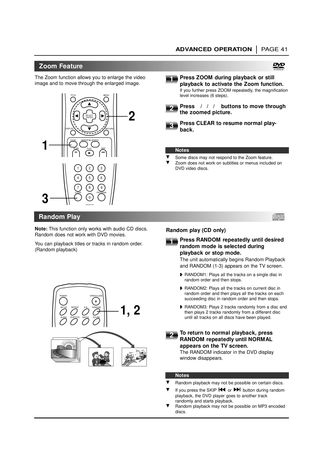 NAD T 571 owner manual Zoom Feature, Random Play 