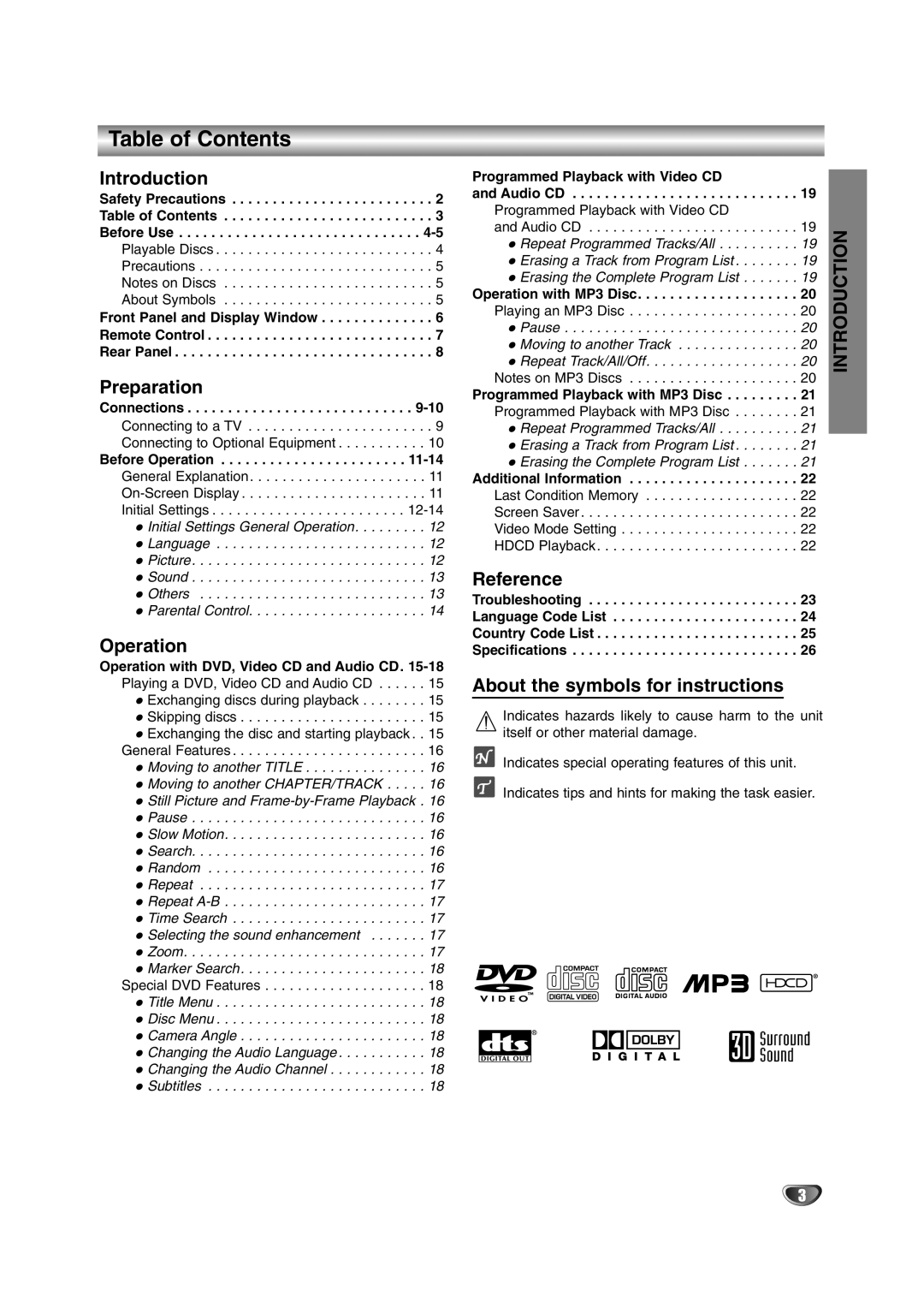 NAD T 572 owner manual Table of Contents 