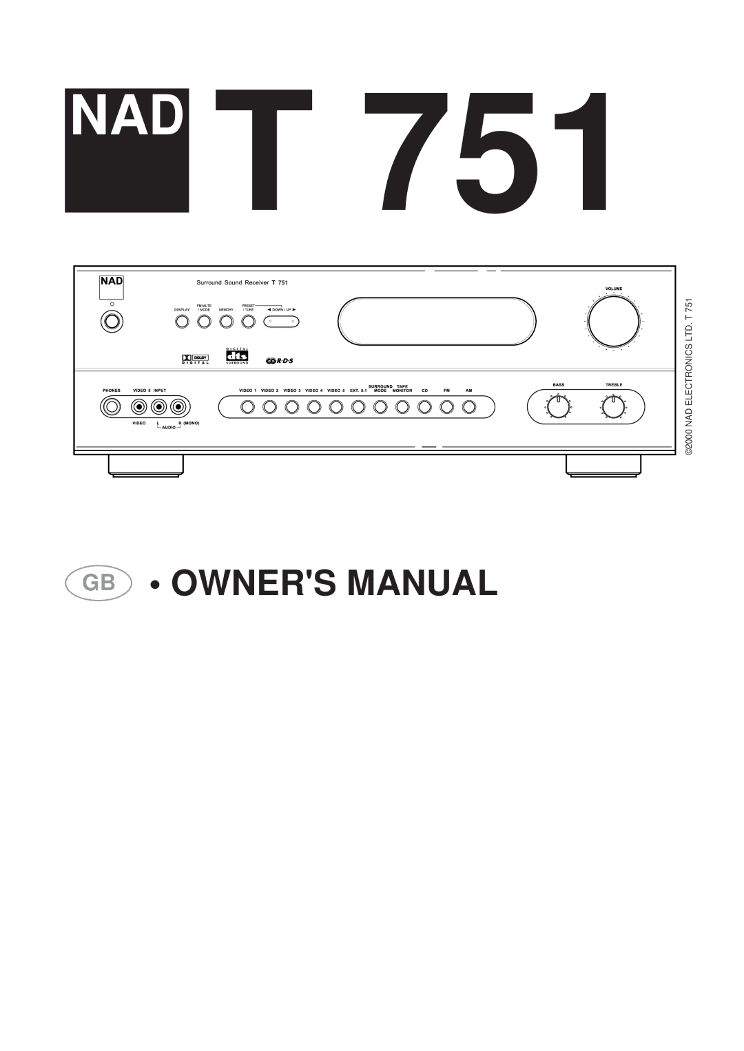 NAD T 751751 owner manual Nad T 