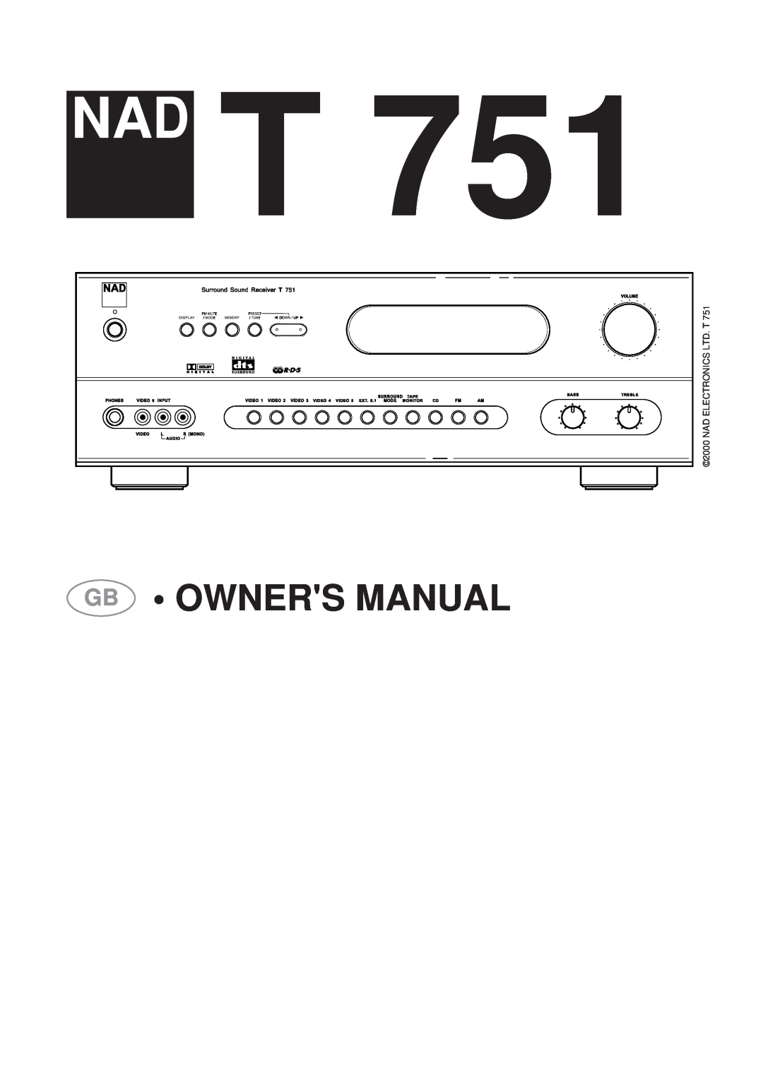 NAD T 751751 owner manual Nad T 