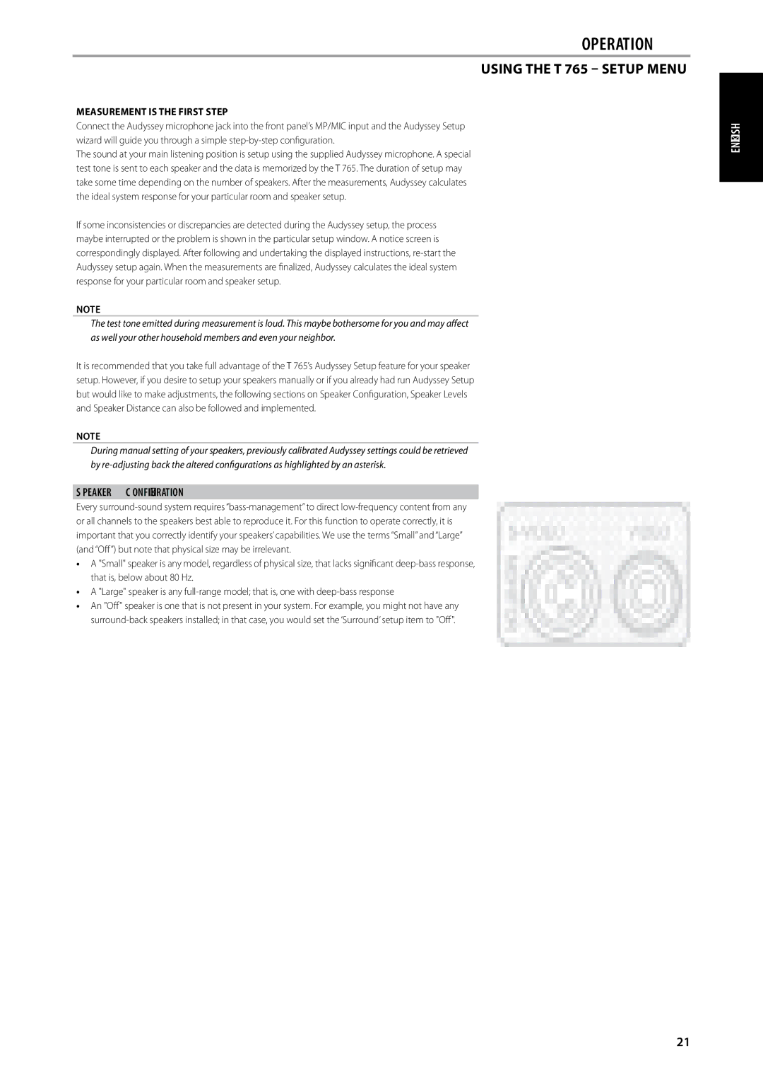 NAD T 765 owner manual Speaker Configuration, Measurement is the first step 