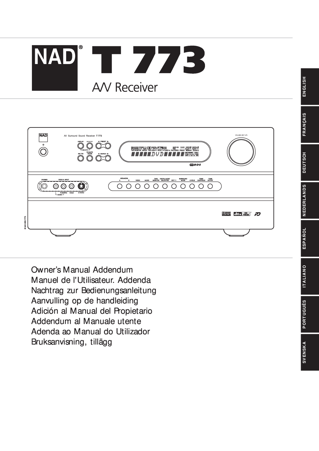 NAD T 773 owner manual 
