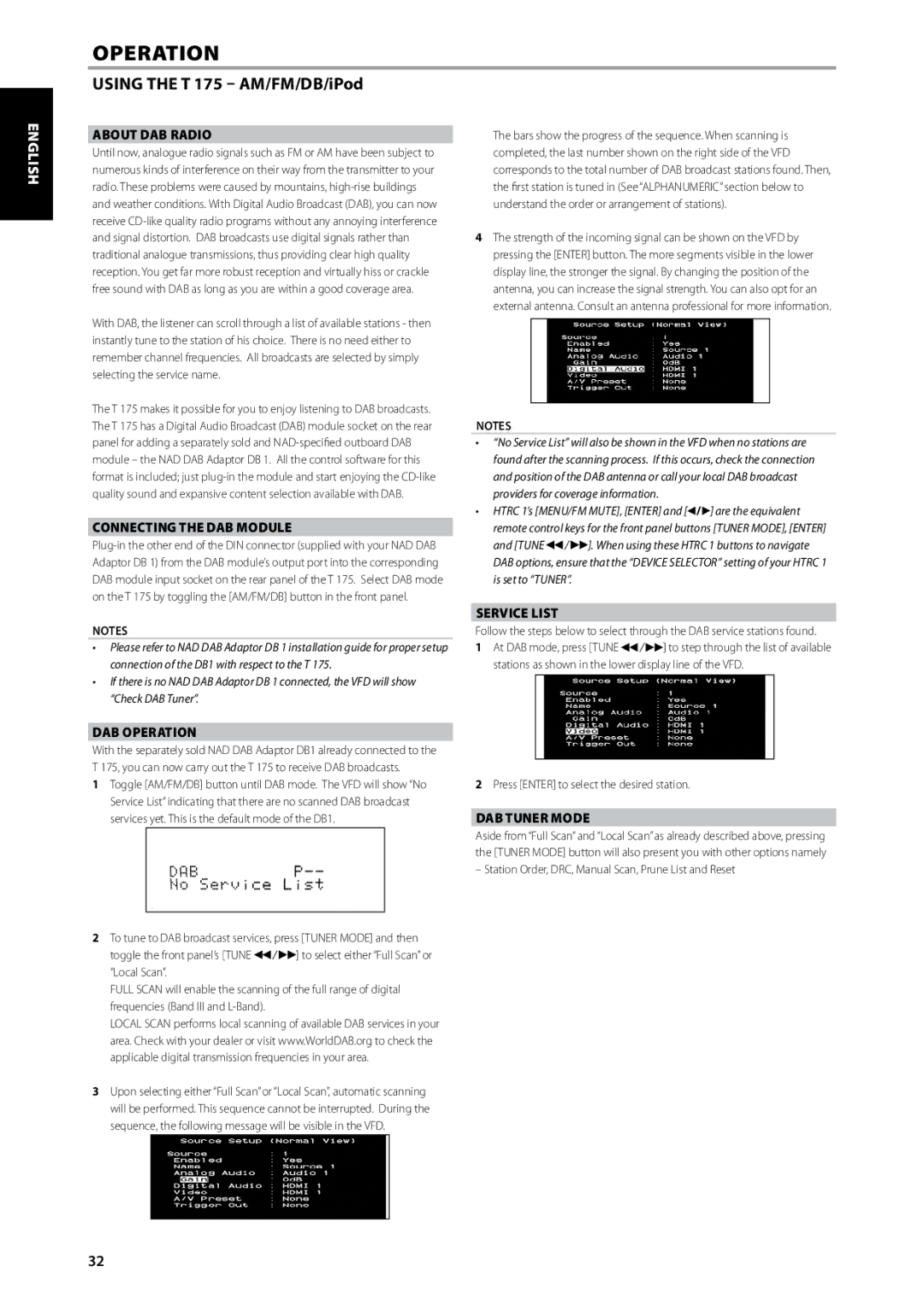 NAD T175 owner manual English Français Español Italiano, Deutsch Nederlands Svenska Русский 