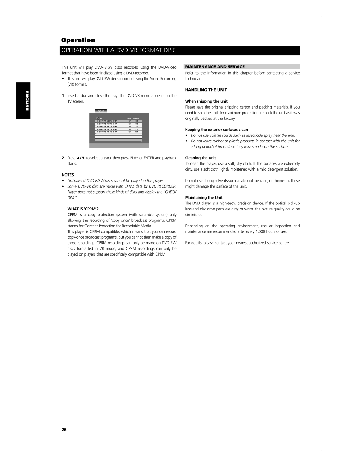 NAD T515 owner manual What is ‘CPRM’?, Maintenance and Service, Handling the Unit 