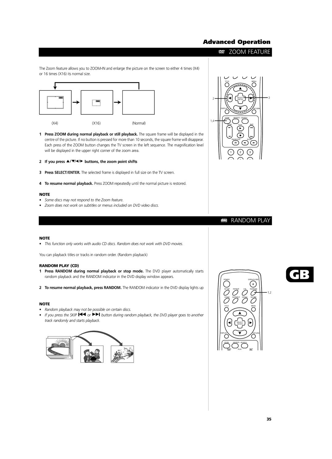 NAD T531 owner manual Zoom Feature, X16, If you press buttons, the zoom point shifts, Random Play CD 